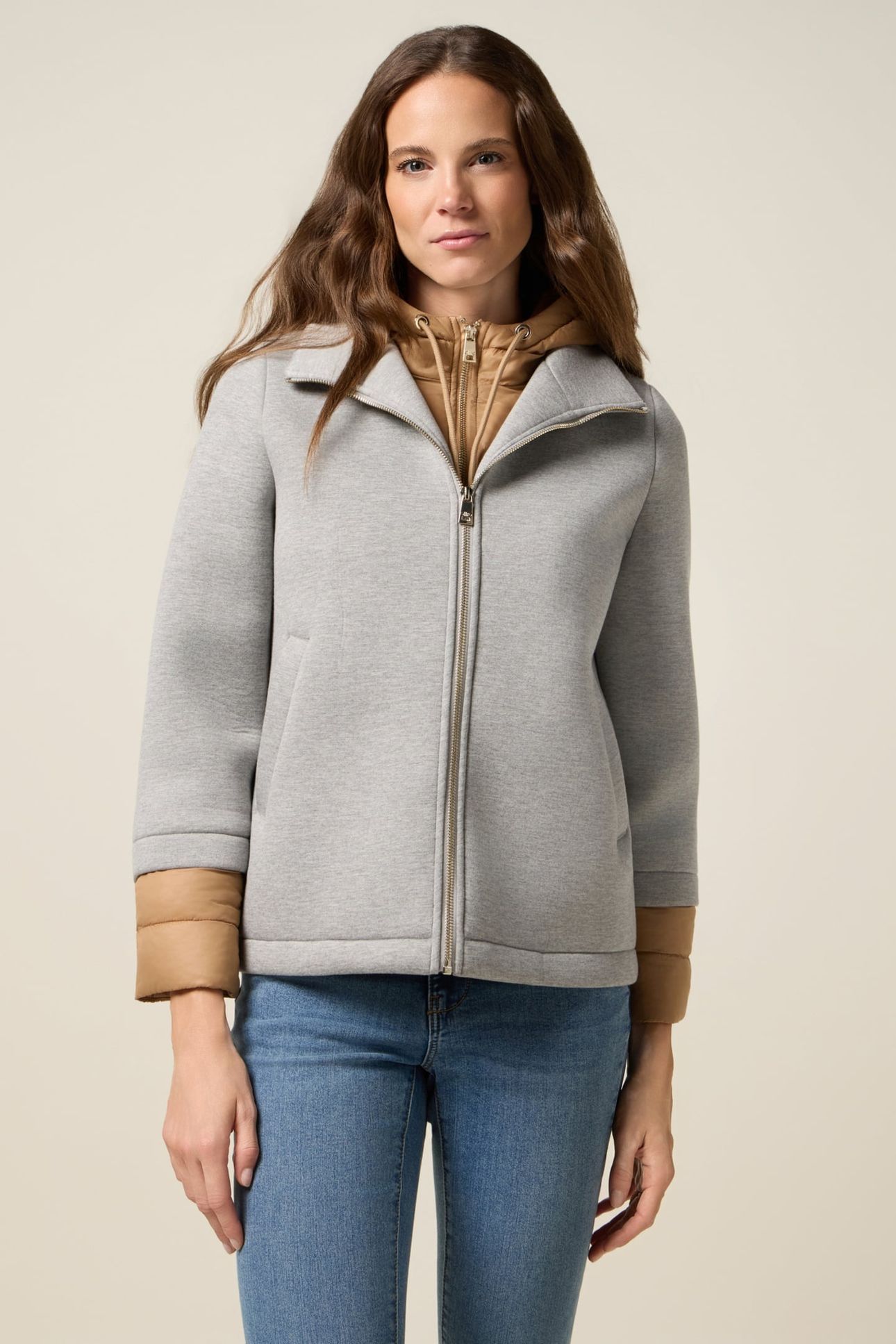 TWO-MATERIAL COMBINED JACKET GREY 1