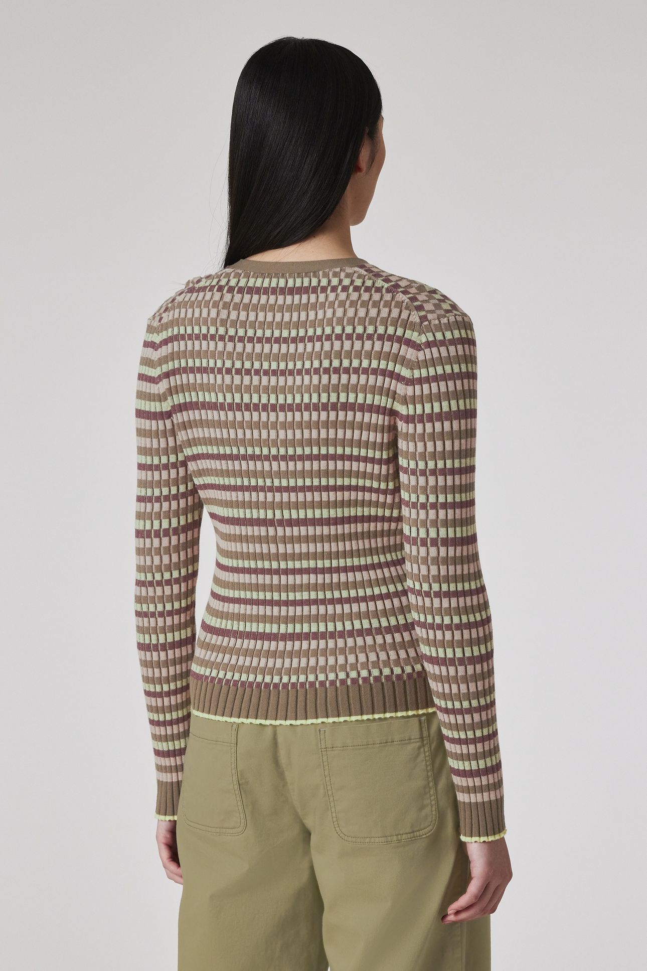 WOMENS KNITTED CARDIGAN BUTTON THRU LIME GREEN 3