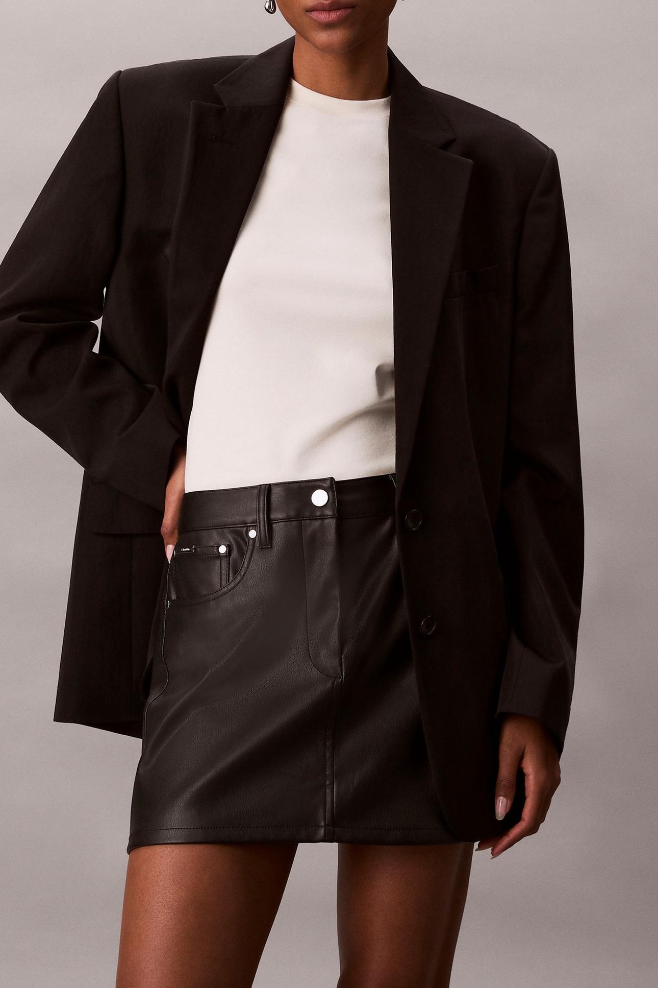 FAUX LEATHER 5PKT MINI SKIRT BLACK 1