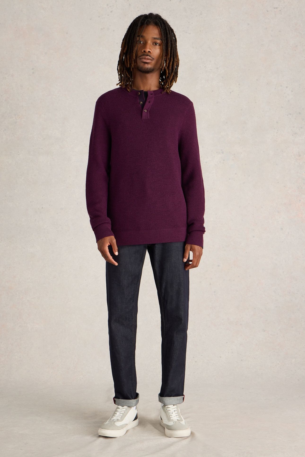 NEWPORT MERINO HENLEY DARK PLUM 1