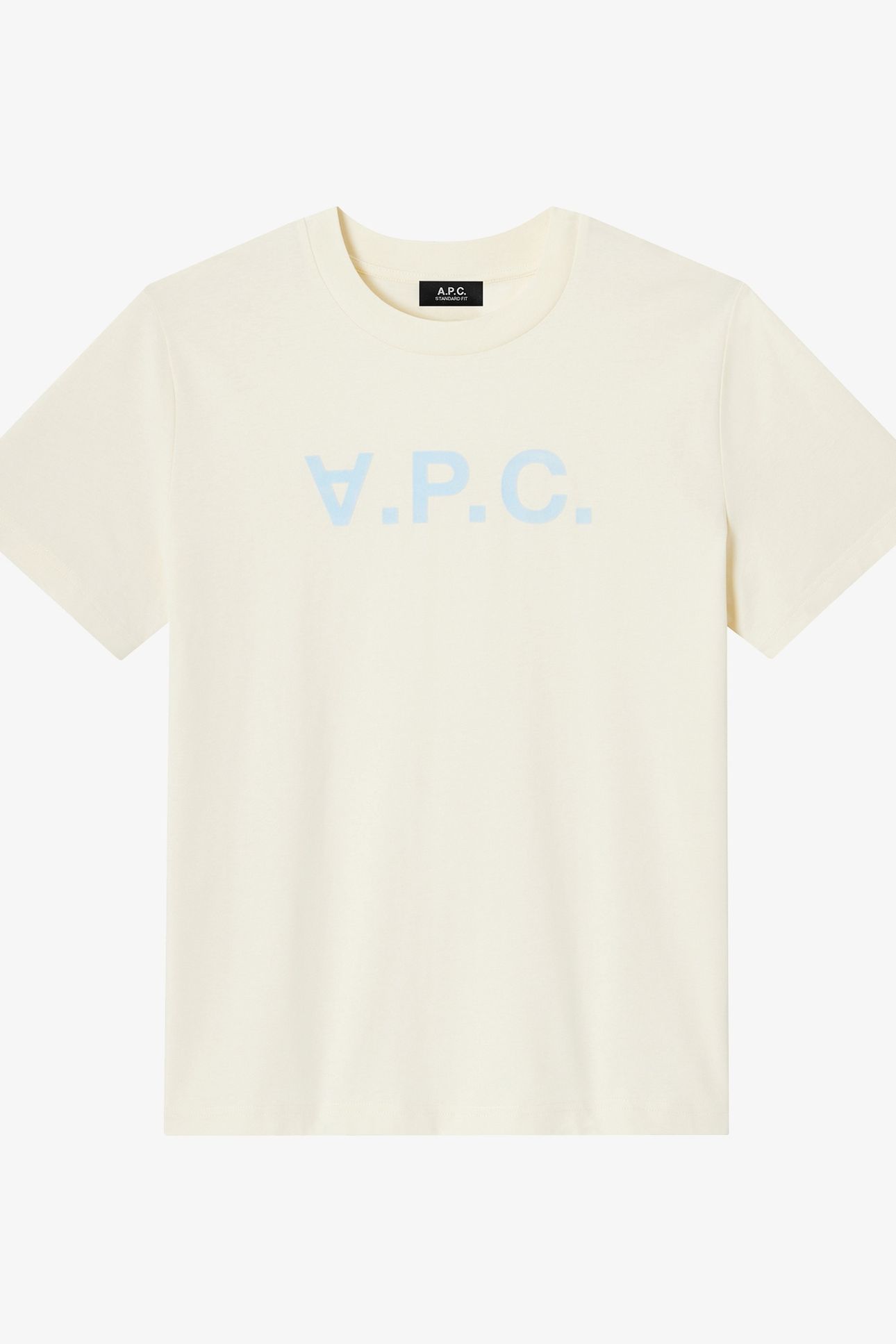 UNISEX T-SHIRT STANDARD LARGE ECRU/SKY BLUE 2