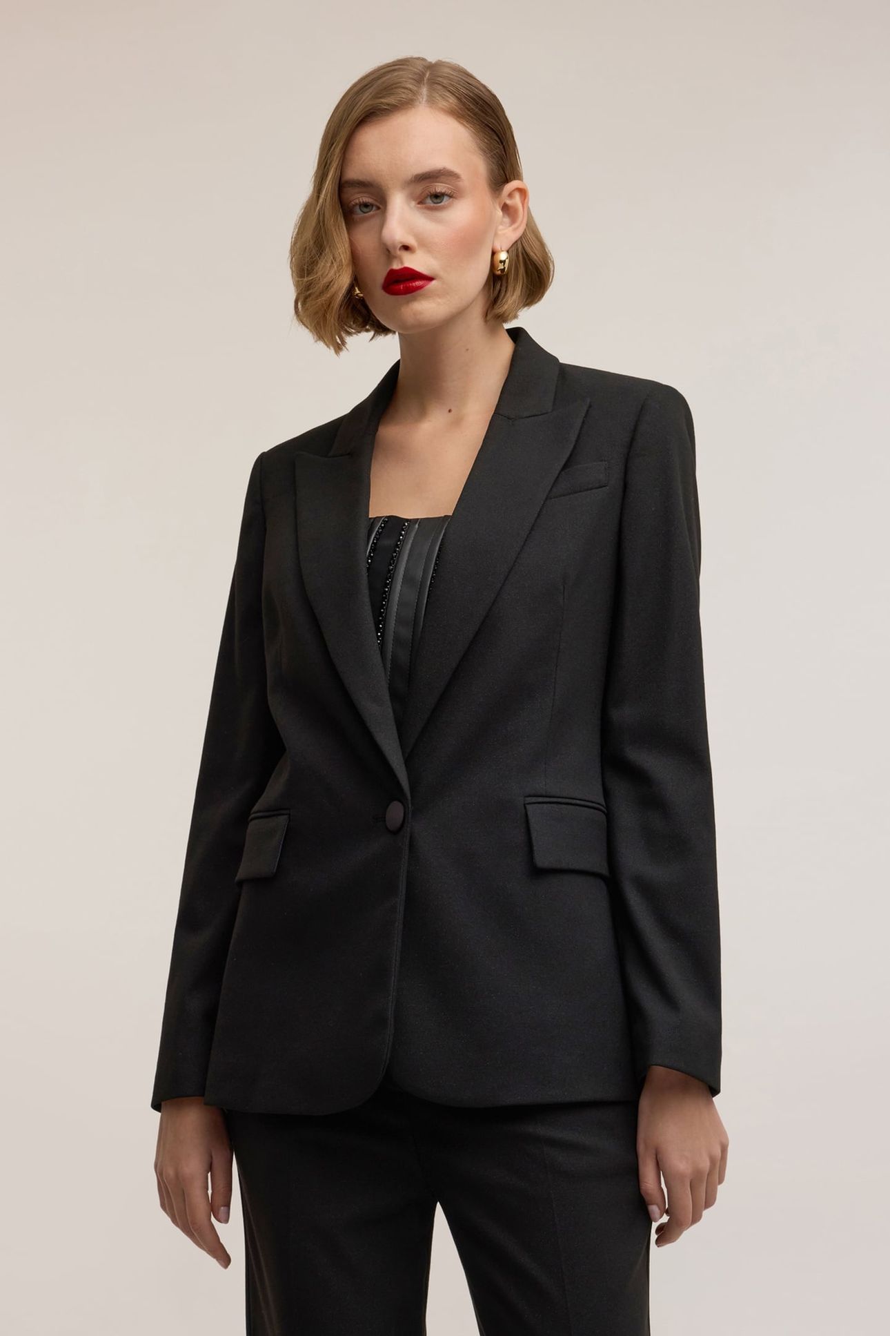 STRUCTURED MIXED LUREX BLAZER SMART COUTURE BLACK 1
