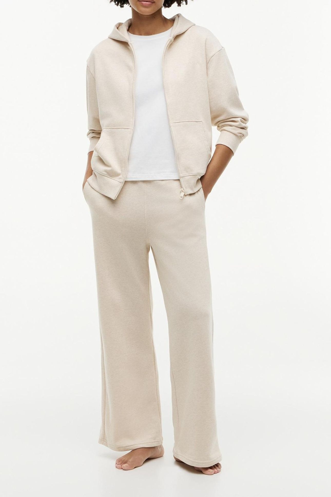 WIDE LEG PANTS HEATHERED OAT 1