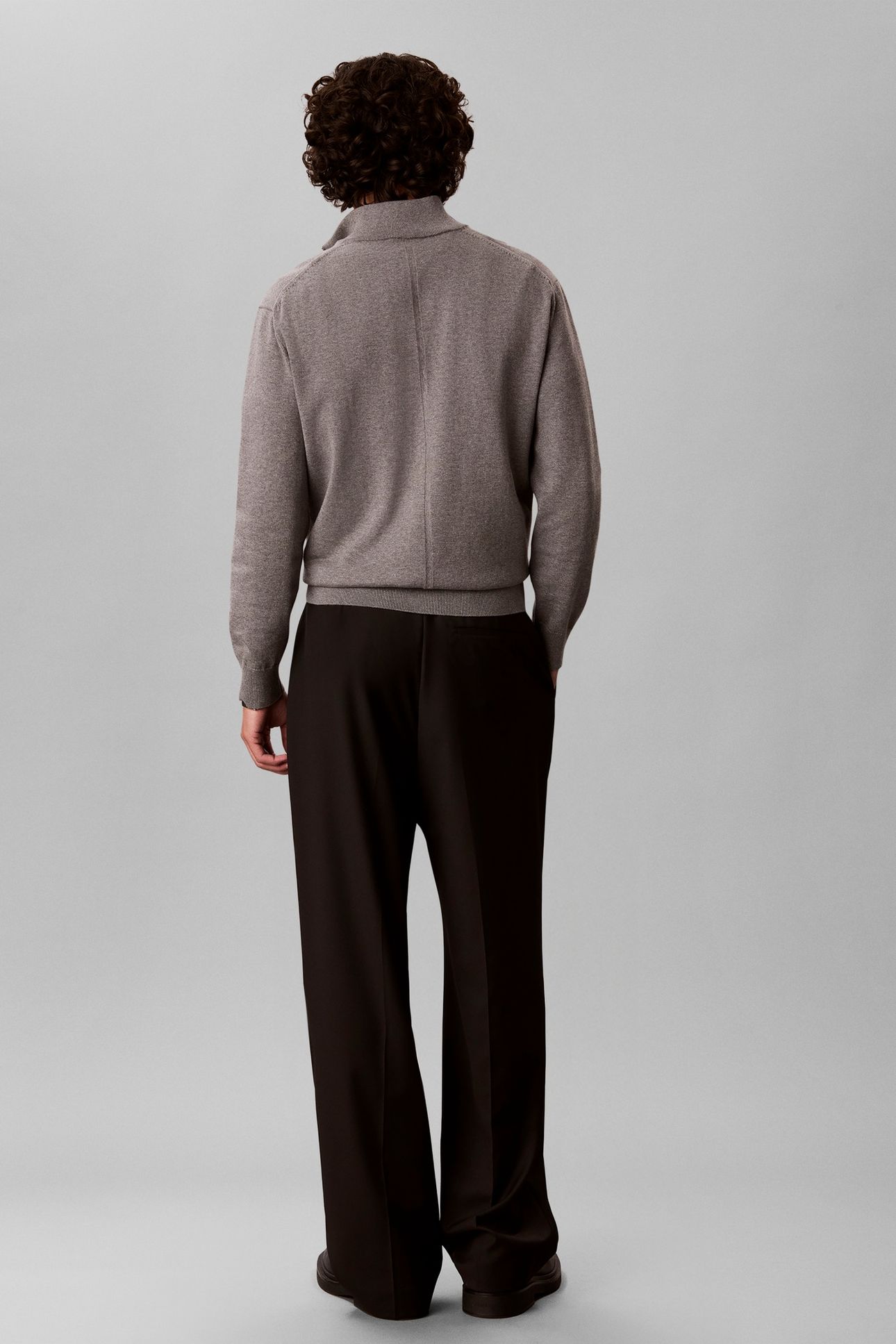 LS SUPIMA QUARTER ZIP SWEATER MEDIUM GREY HEATHER 2