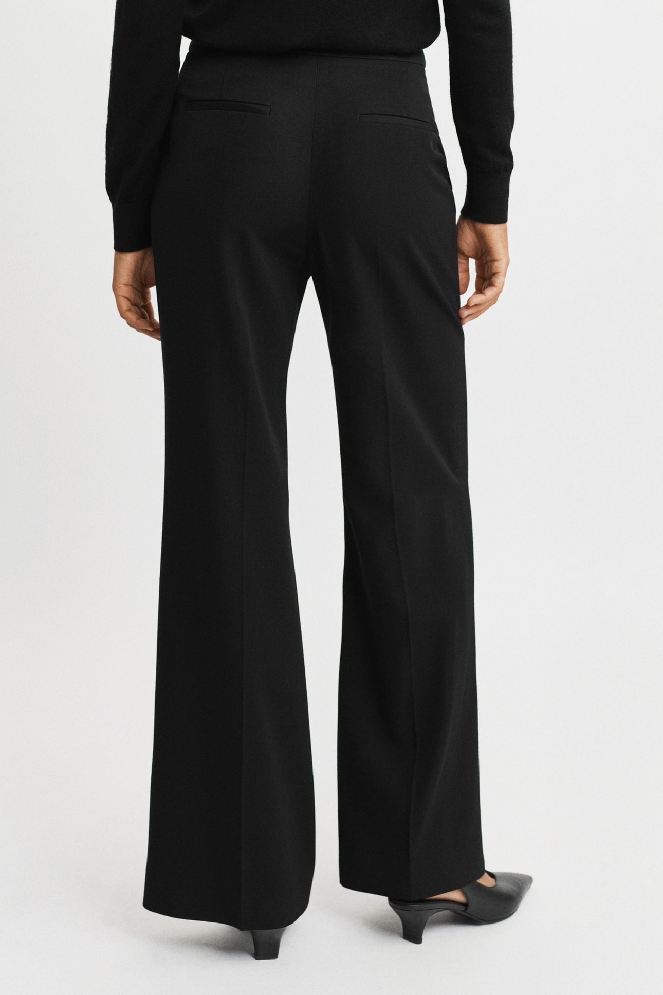 WOOL BLEND FLARE TUXEDO PANTS BLACK 5