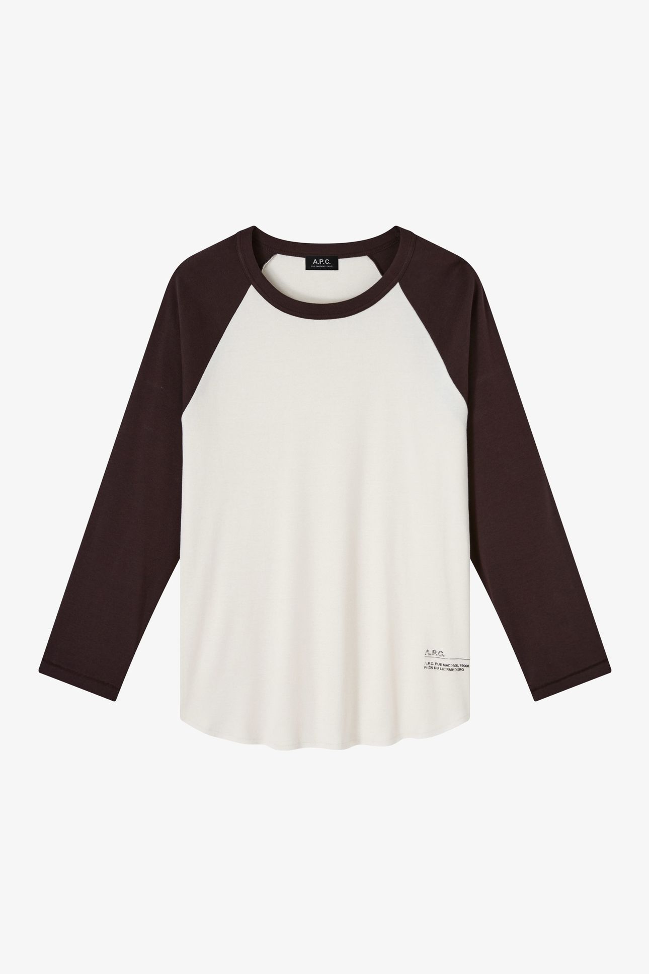 UNISEX T-SHIRT 3/4 SLEEVE CONTRAST BEIGE/BROWN 2