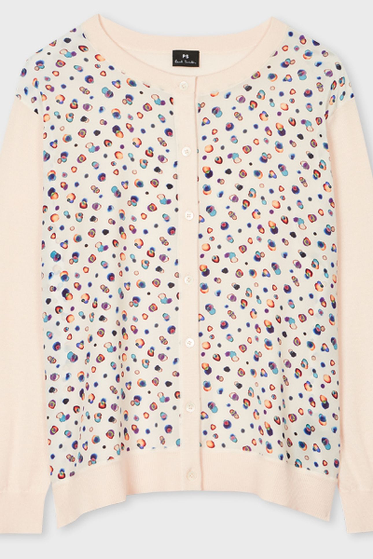 WOMENS KNITTED CARDI BT THRU WVN FRONT OFF WHITE 2