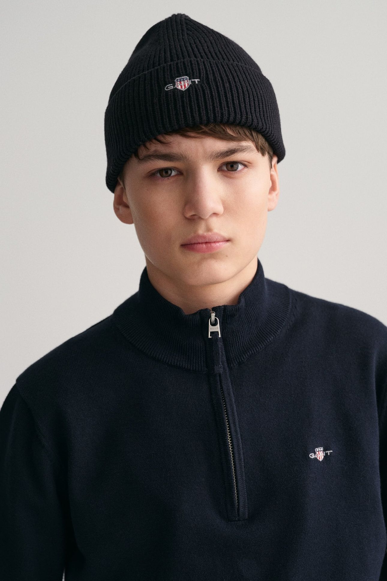 TEEN UNISEX SHIELD COTTON HALF ZIP EVENING BLUE 5