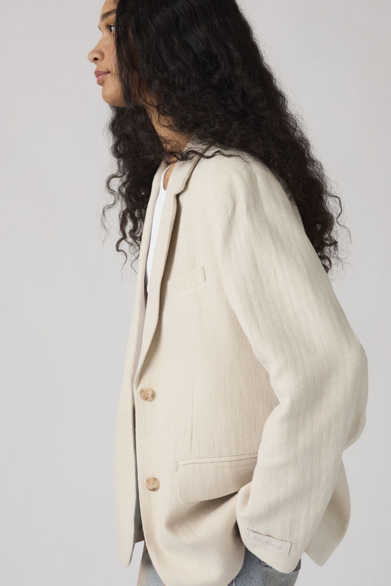 STELLA RELAXED COTTON LINEN BLAZER HERRINGBONE PEYOTE 3