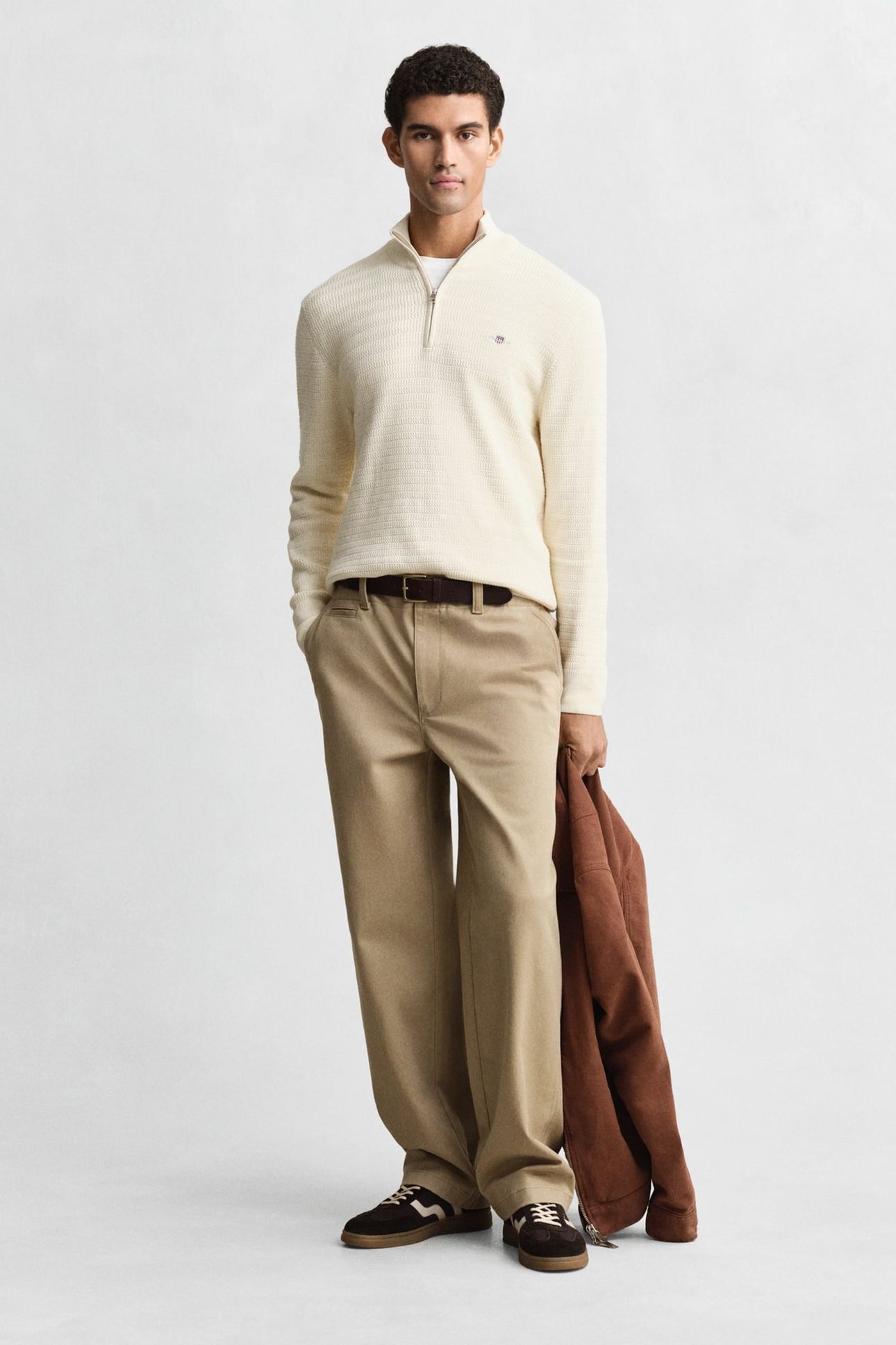 MINI CABLE HALF ZIP CREAM 3