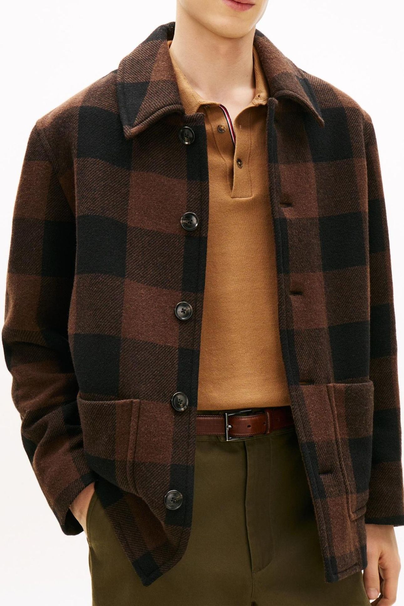 WOOL DBL FACE CHECK BLACK/PURE BROWN 4