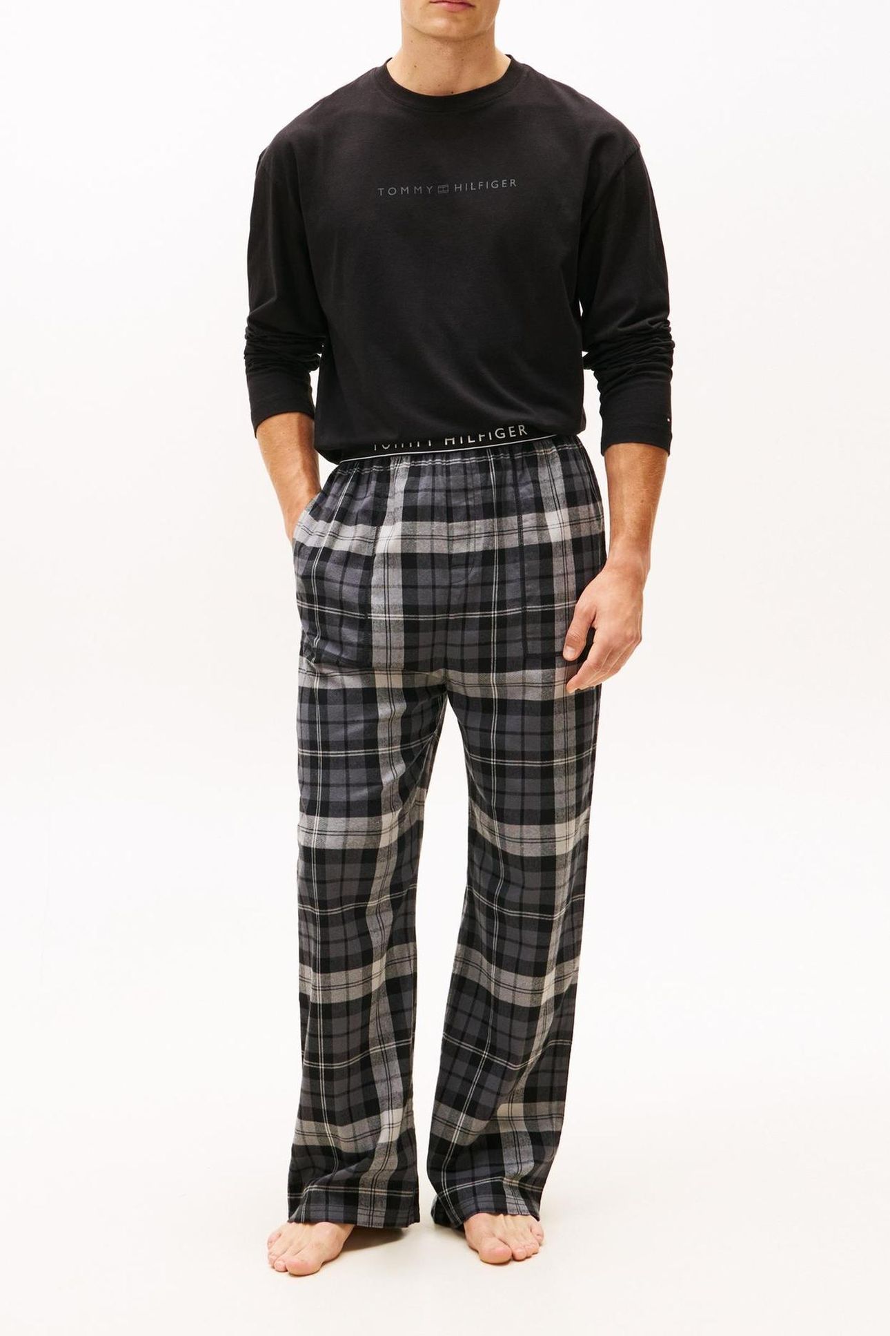 FLANNEL PJ PANT WAISTBAND BLACK TARTAN 1