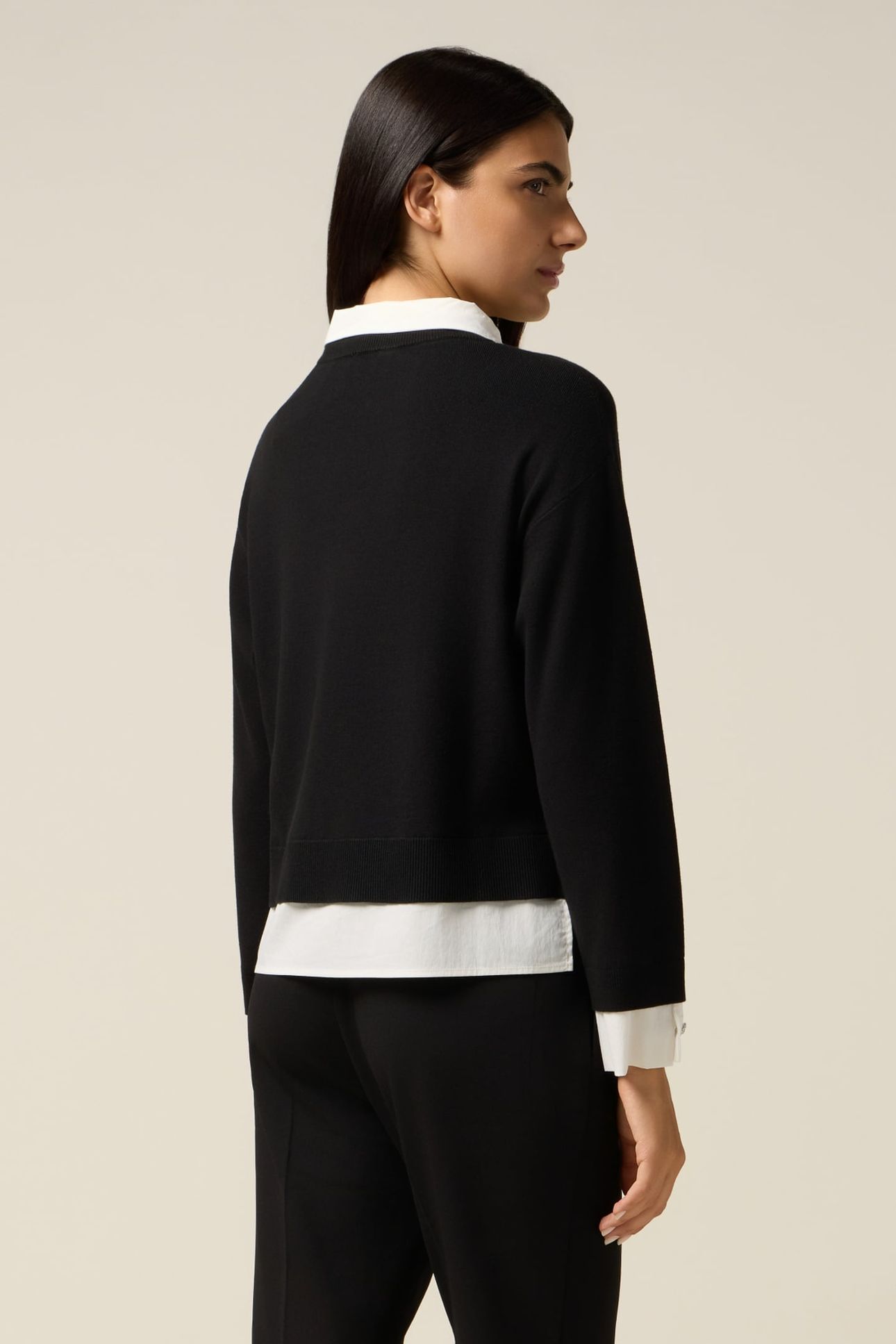 SWEATER WITH RIBBED CUFFS AND COLLAR BLACK 2