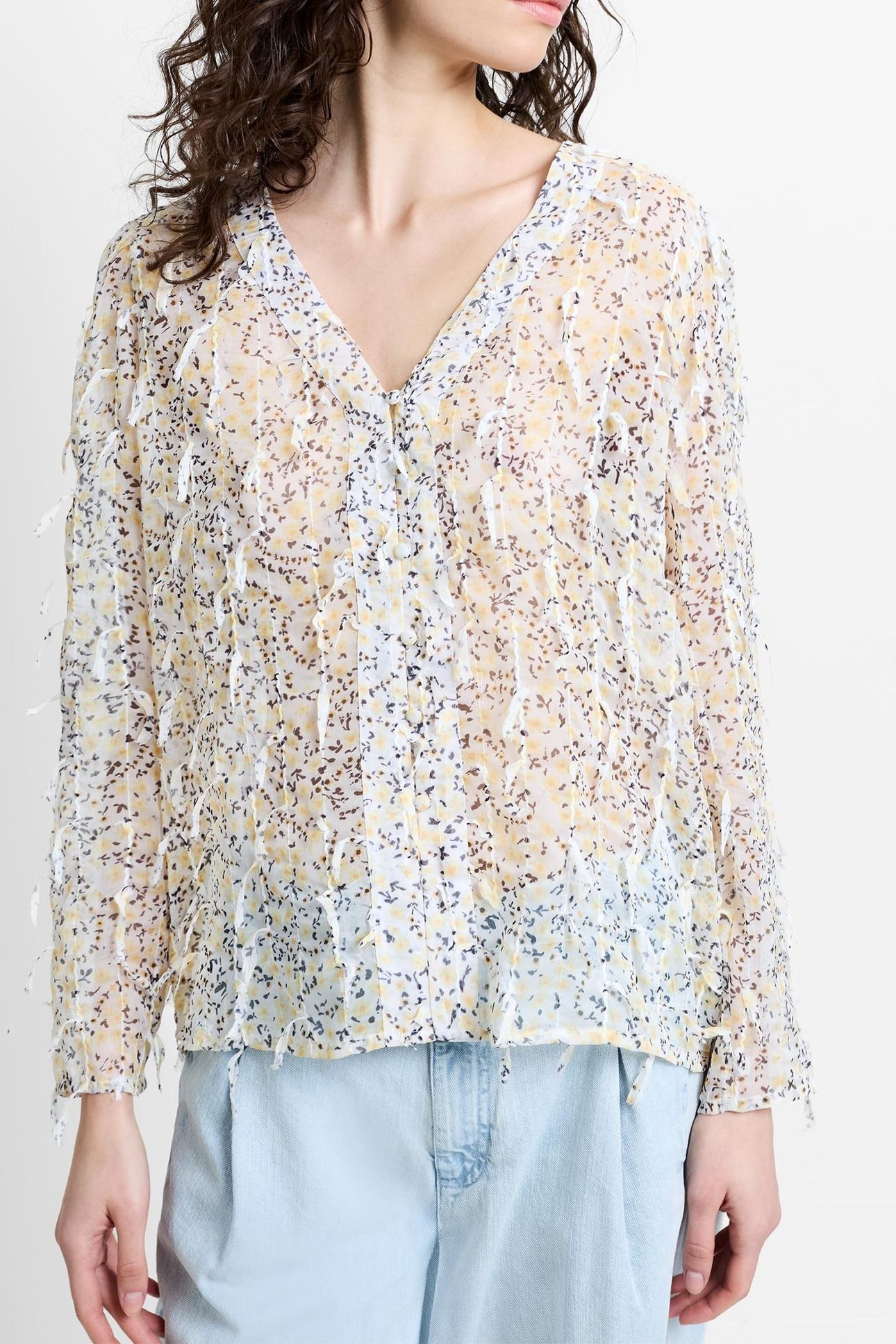 BONNIE KATELYN TEXTURE BLOUSE WHITE YELLOW MULTI 5