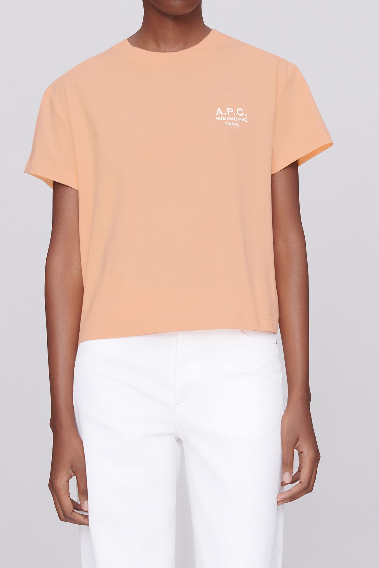 T-SHIRT BOXY RUE MADAME PEACH/ECRU 1