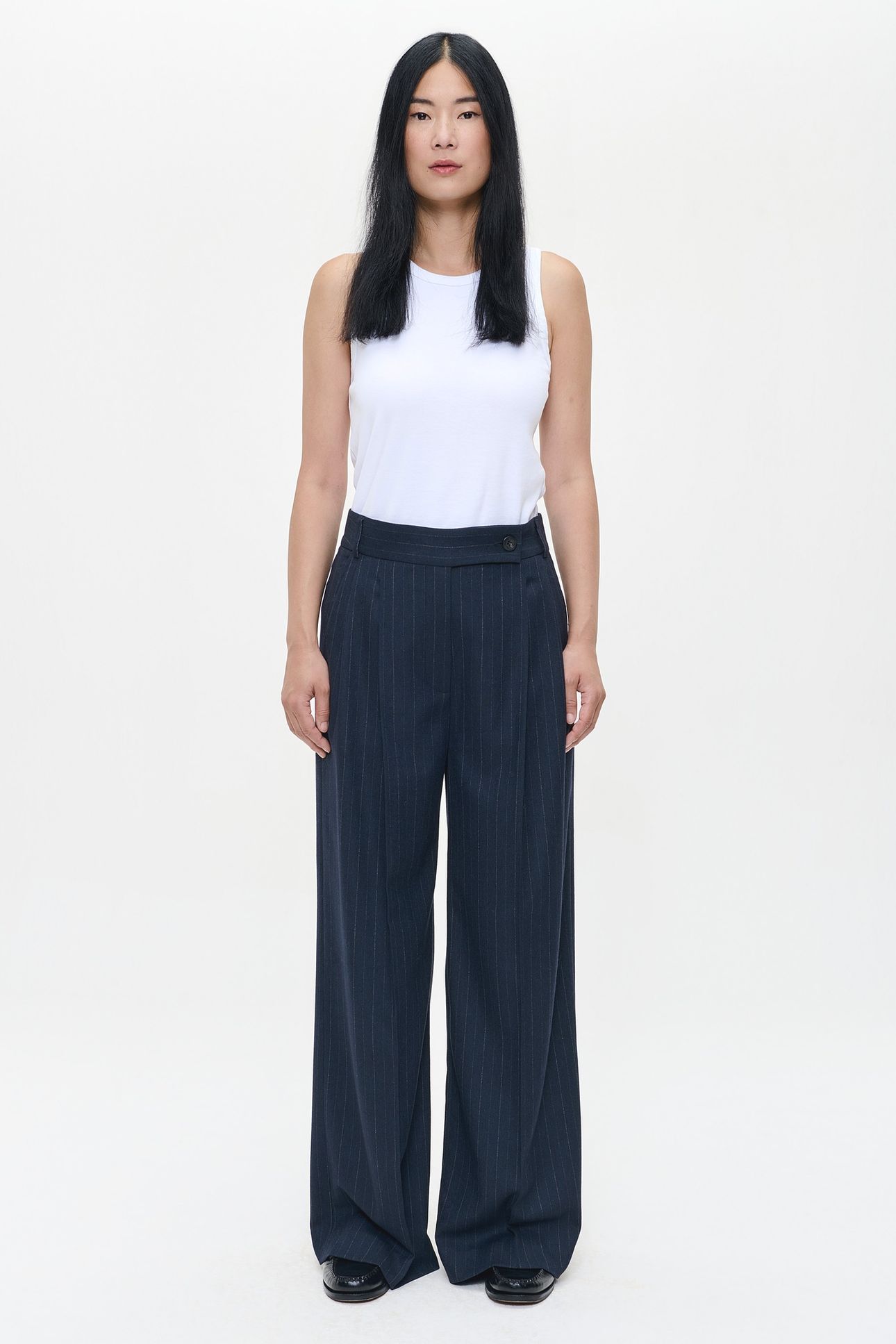 PIN STRIPE DEVON PANTS MIDNIGHT BLUE 2