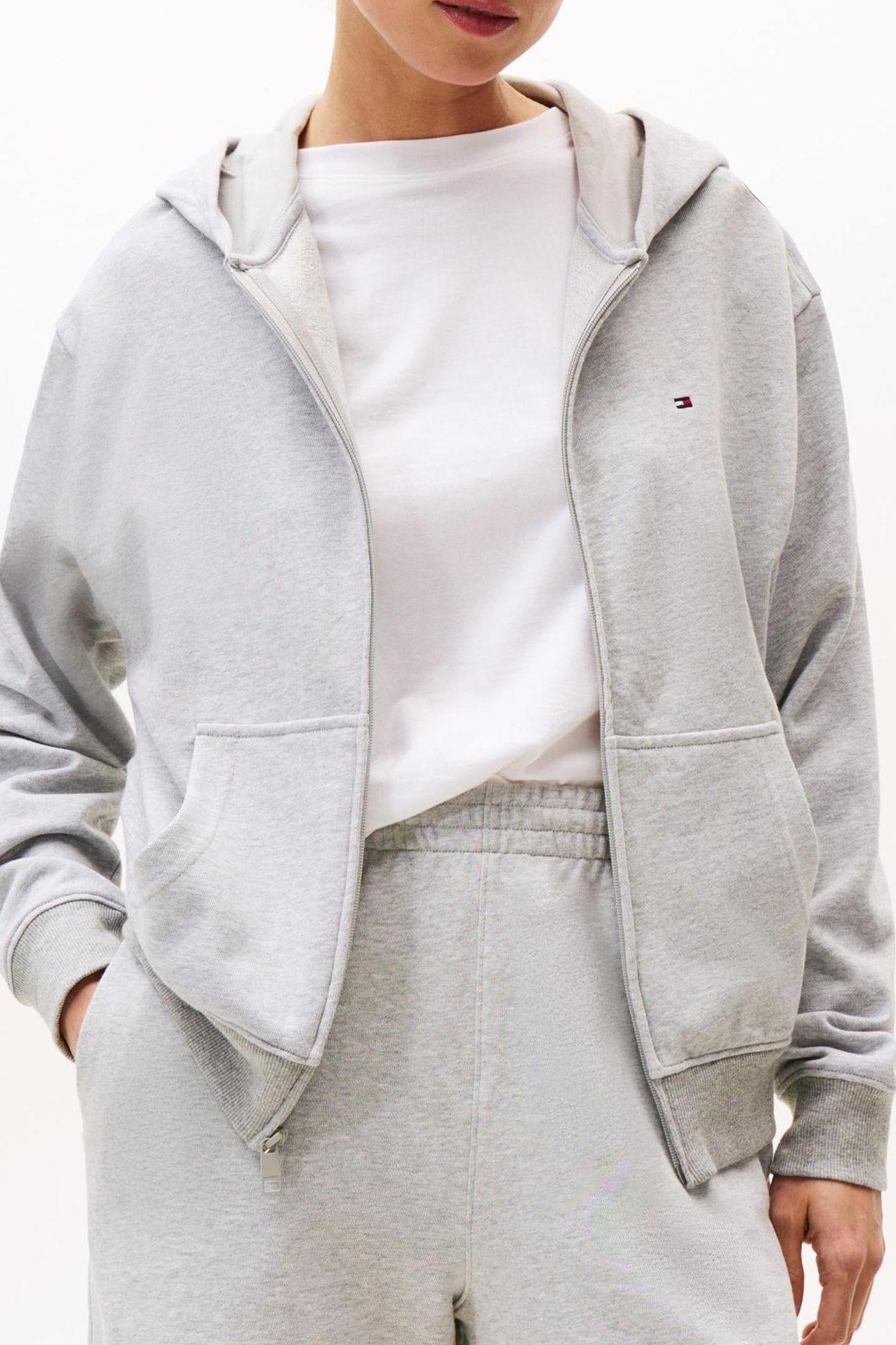 FULL ZIP HOODIE LIGHT GREY HEATHER 3