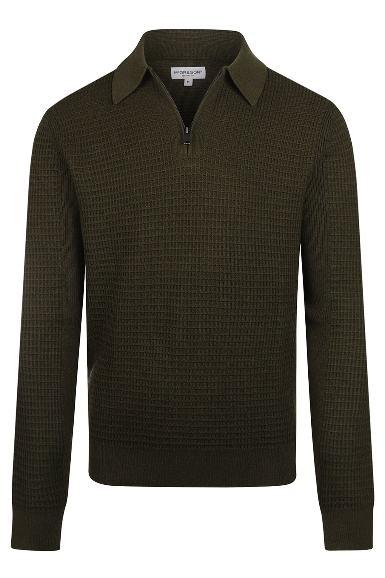STRUCTURED POLO SWEATER DARK OLIVE 1