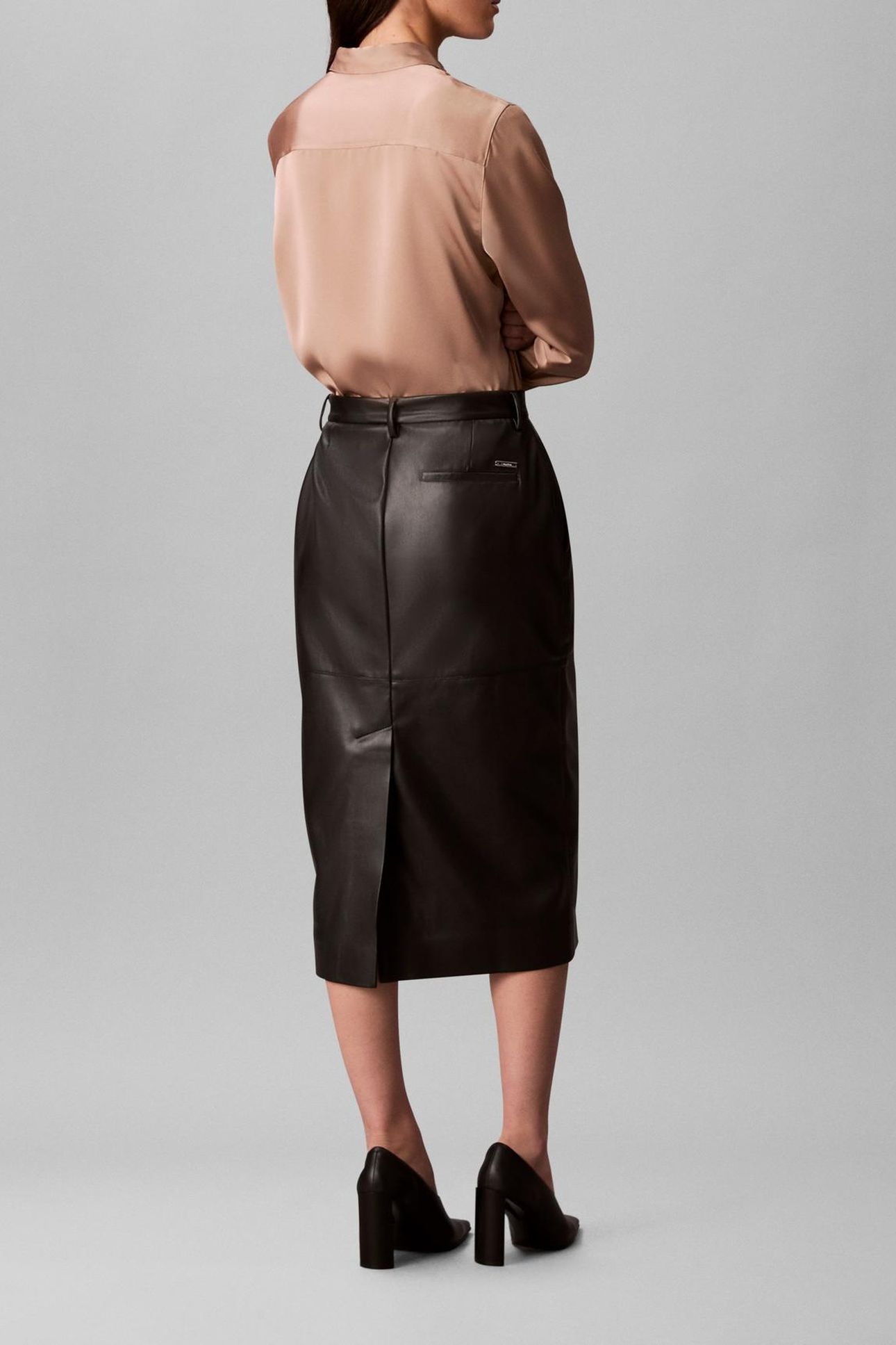 FAUX LEATHER MIDI SKIRT BLACK 2
