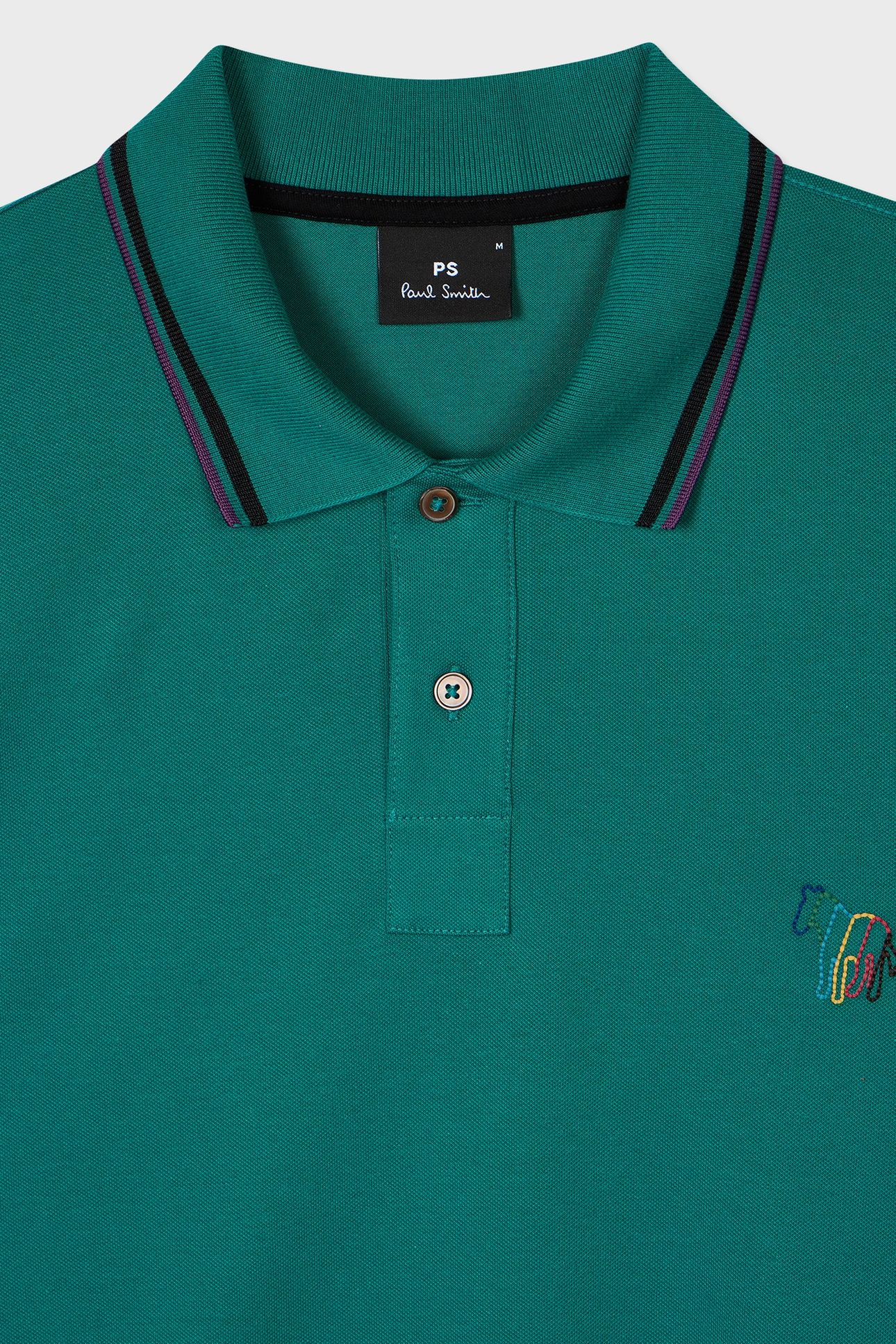 MENS REG FIT POLO ZEB EMB PETROL GREEN 6