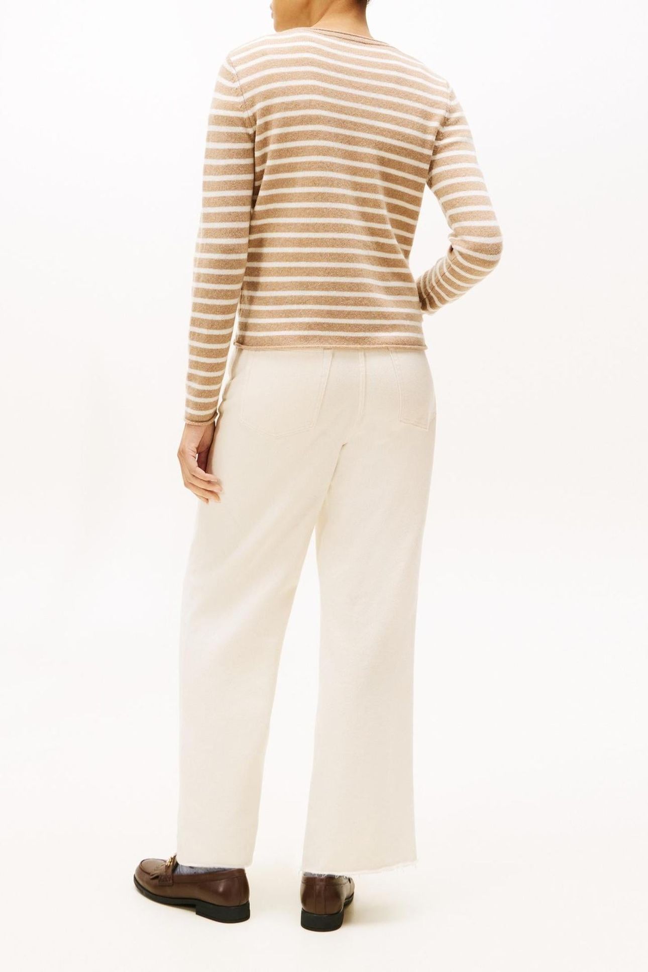 SOFT WOOL C-NECK LOOSE SWEATER SAFARI CANVAS HEATHER/IVORY P 2