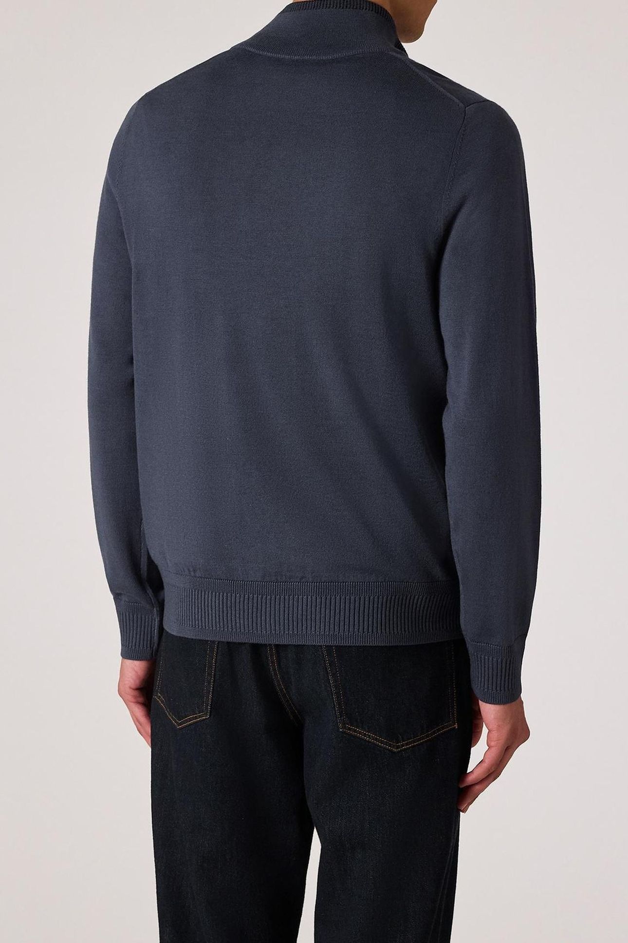 MENS SWEATER ZIP NECK INDIGO 3