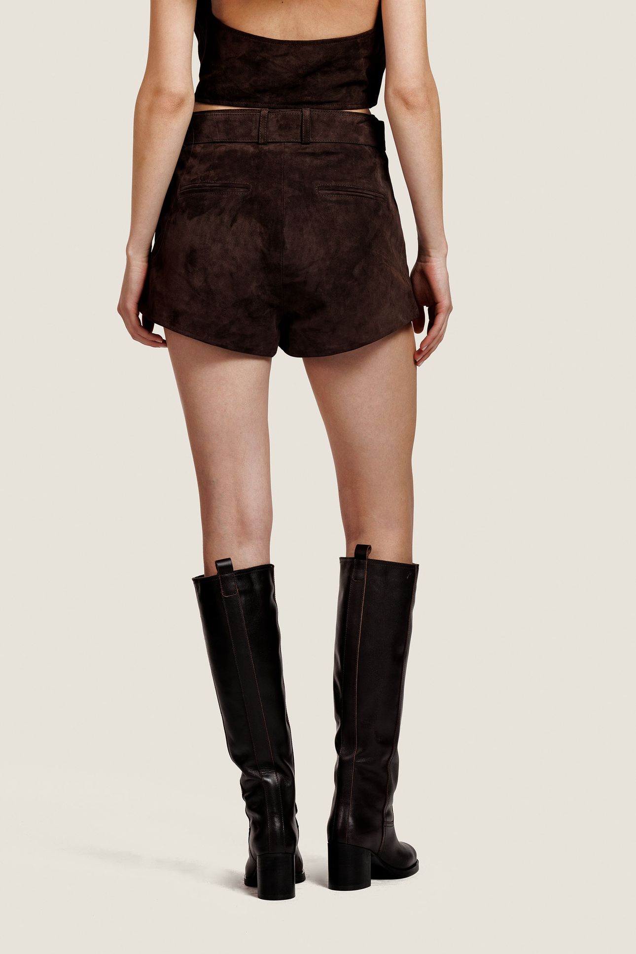 LILLY SUEDE SHORTS DARK BROWN 3
