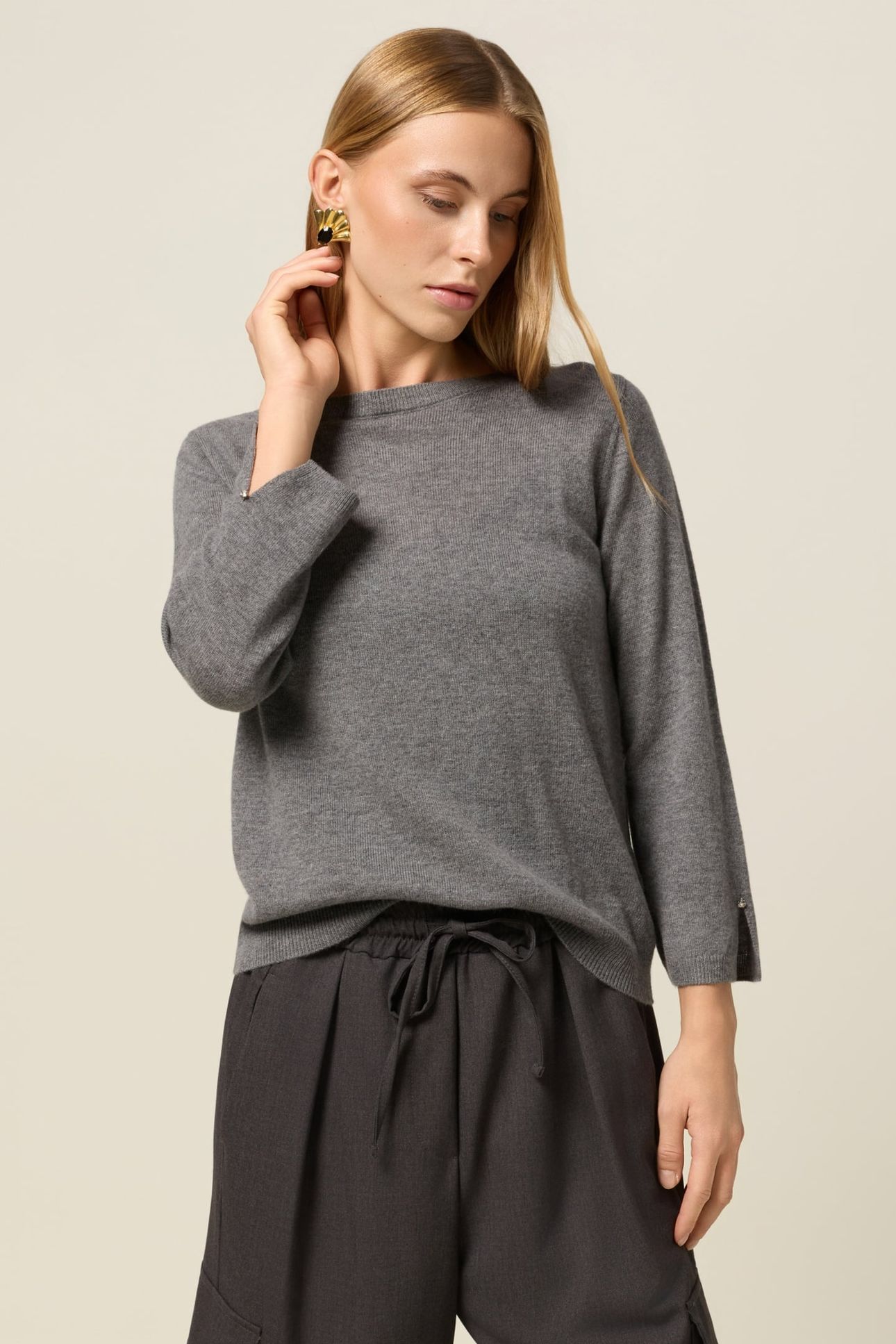 WOOL AND CASHMERE CARDIGAN WITH BUTTONS GREY 1