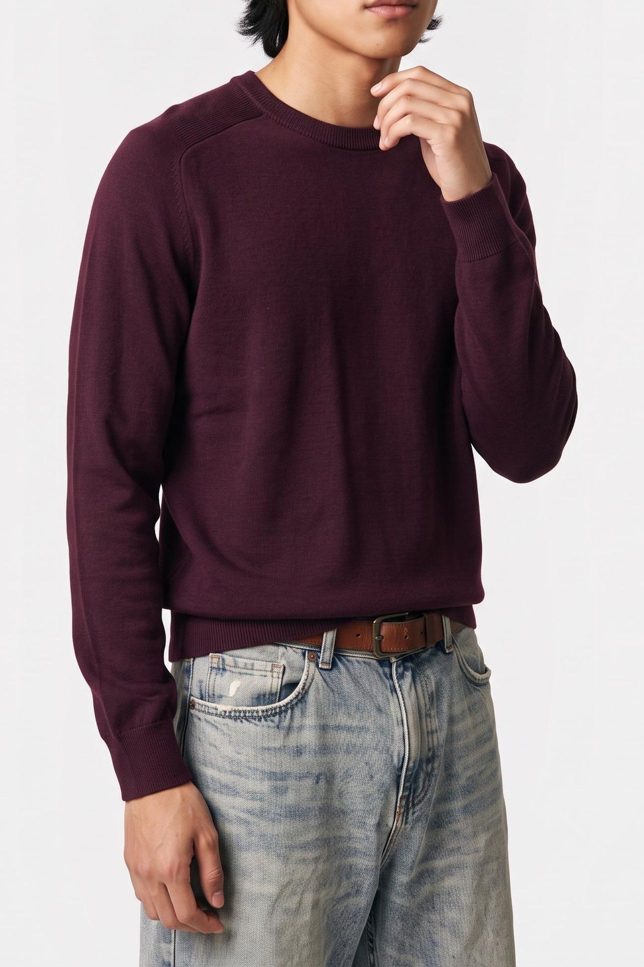 LS SNOWY TECH KNIT CREWNECK PASSION PLUM 1