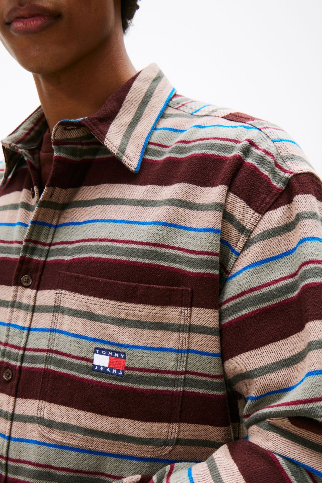 TJM UTILITY FLANNEL RICH BROWN/HORIZONTAL STRIPES 5