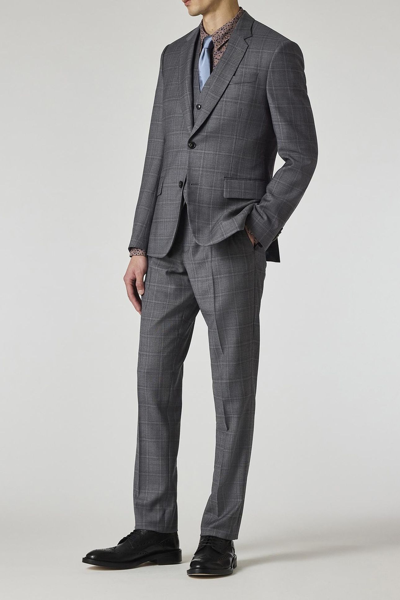 MENS TAILORED FIT 3PC 2 BUTTON SUIT GREY 2