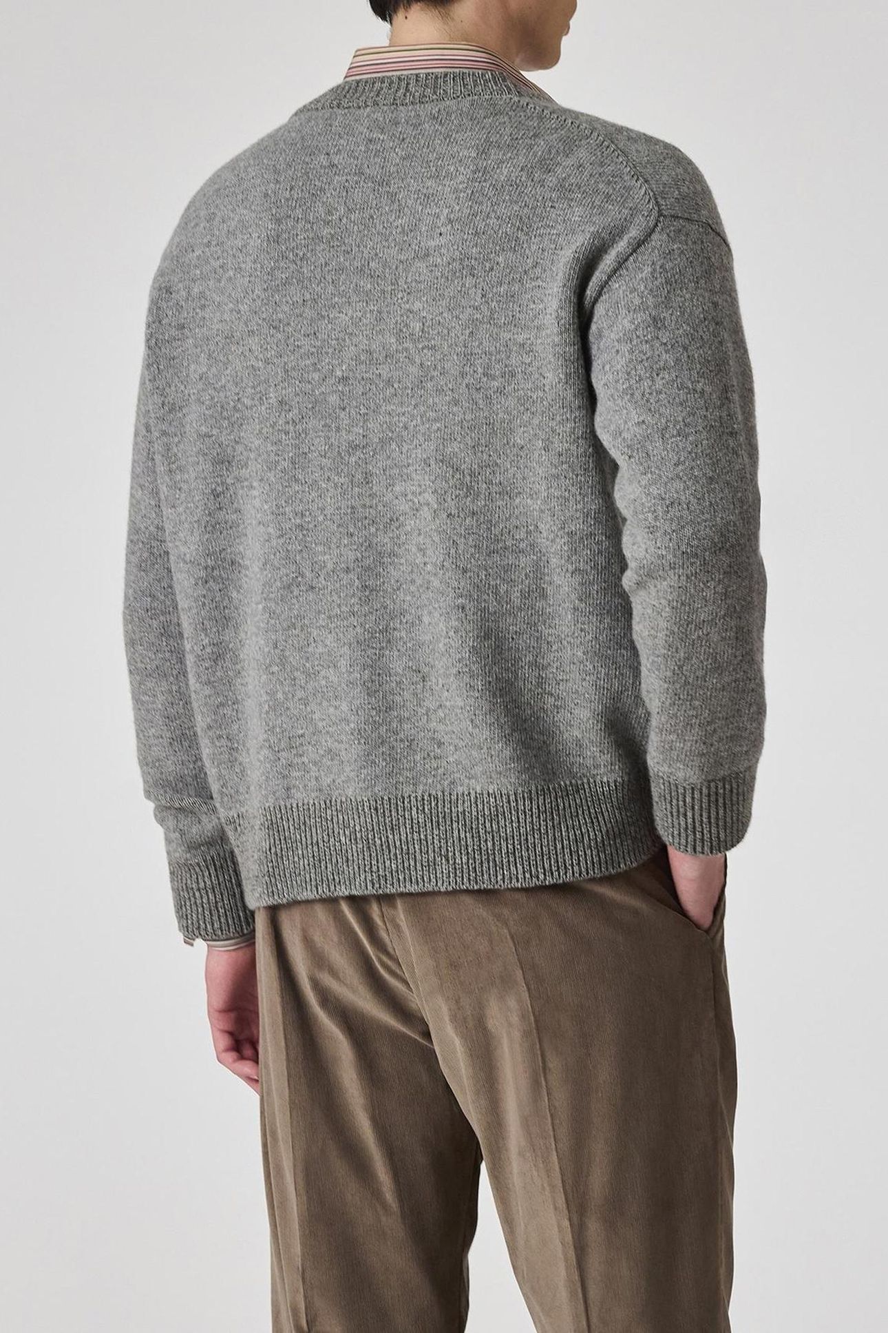 MENS CARDIGAN BUTTON THRU GREY MELANGE 3