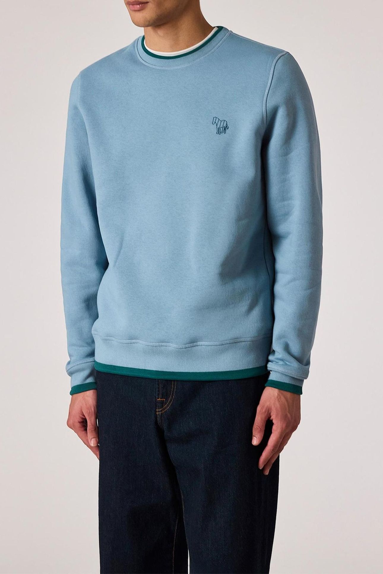 MENS REG FIT SWEATSHIRT ZEBRA MONO LIGHT BLUE 1