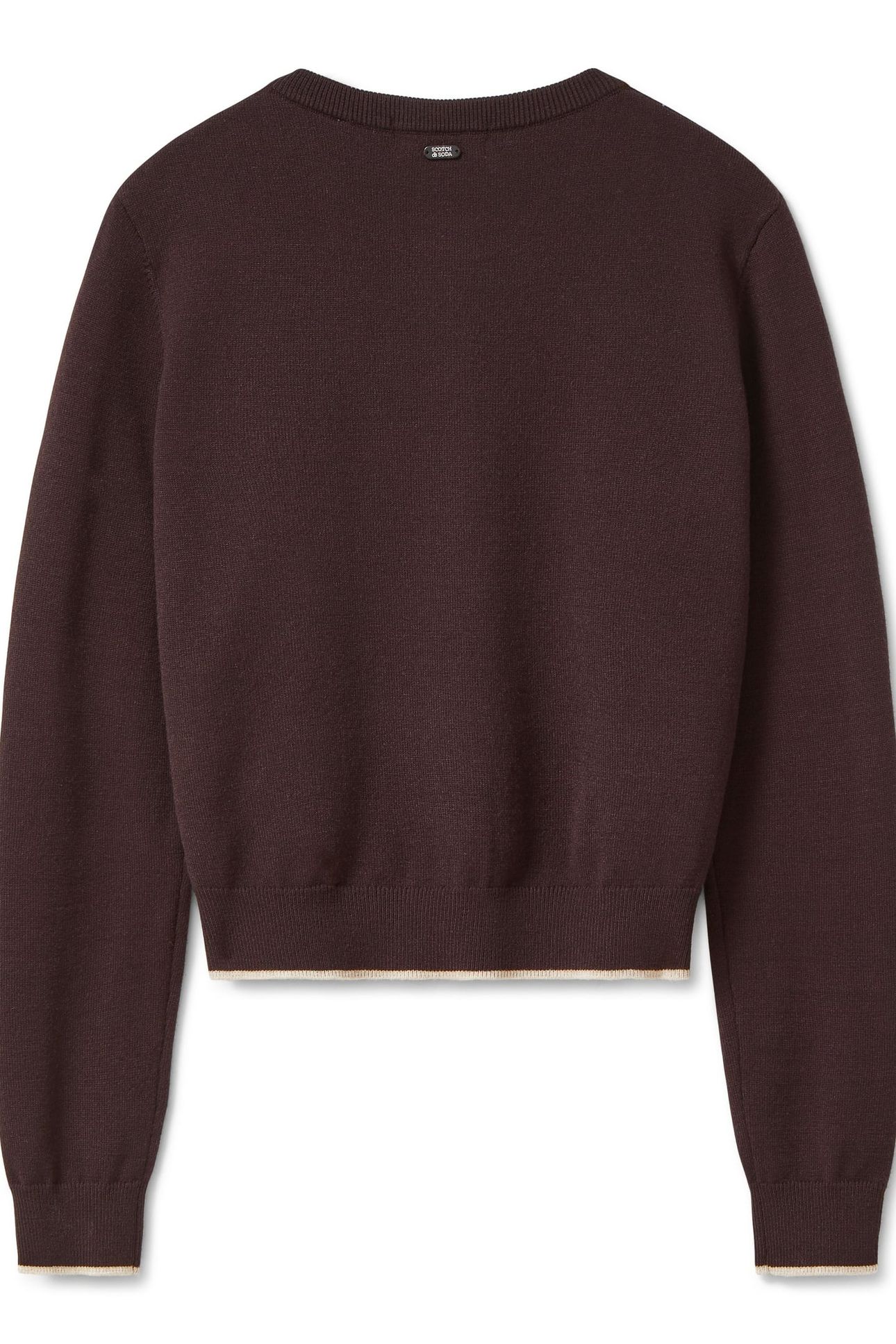 CREW NECK CARDIGAN SEAL BROWN/ STONEWASH / CARAMEL CAFÉ 5