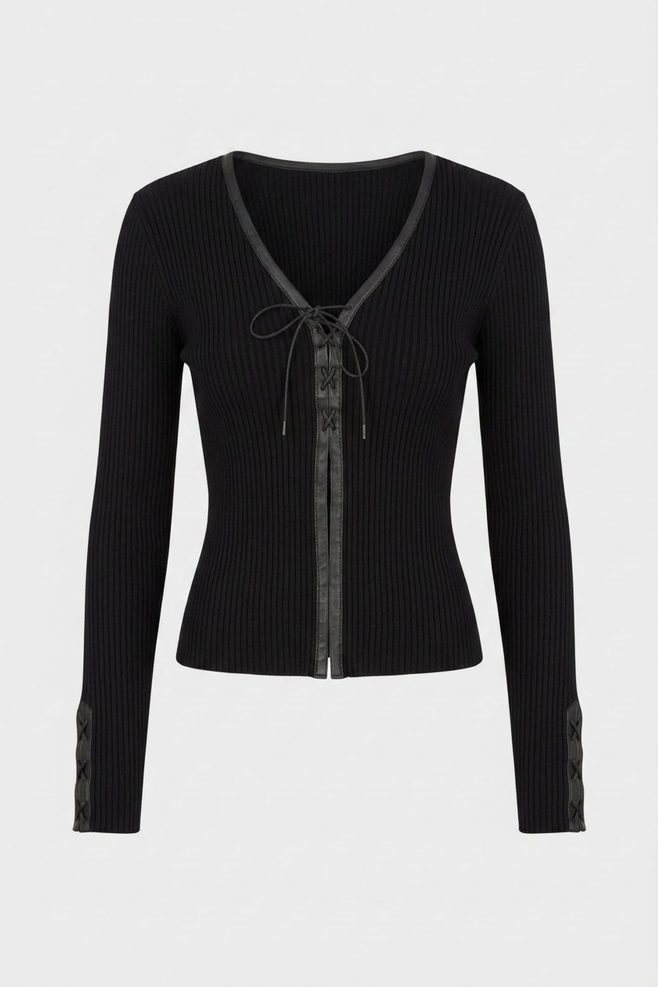BONDAGE LACING WOOL CARDIGAN BLACK 3