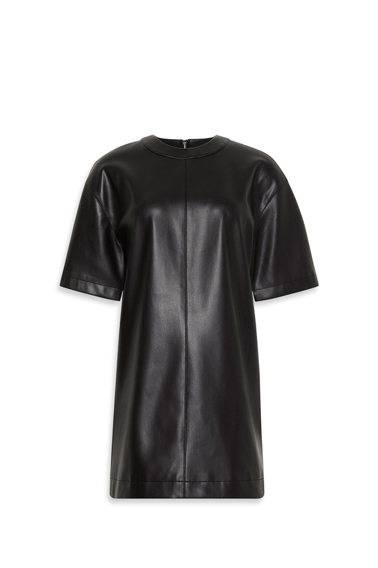 FAUX LEATHER T-SHIRT DRESS BLACK 3