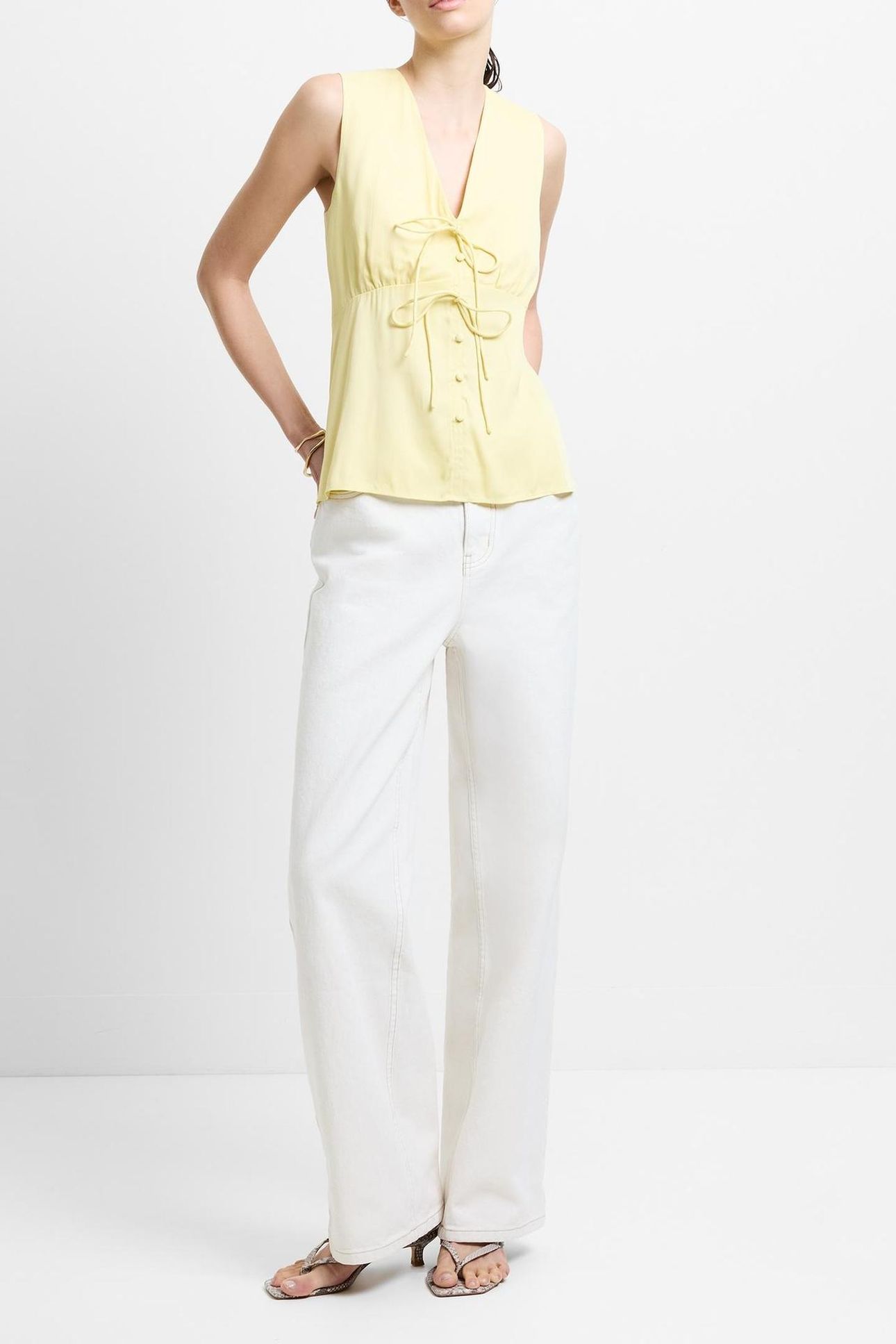 CANDICE SATIN BOW TIE UP TOP MELLOW YELLOW 5
