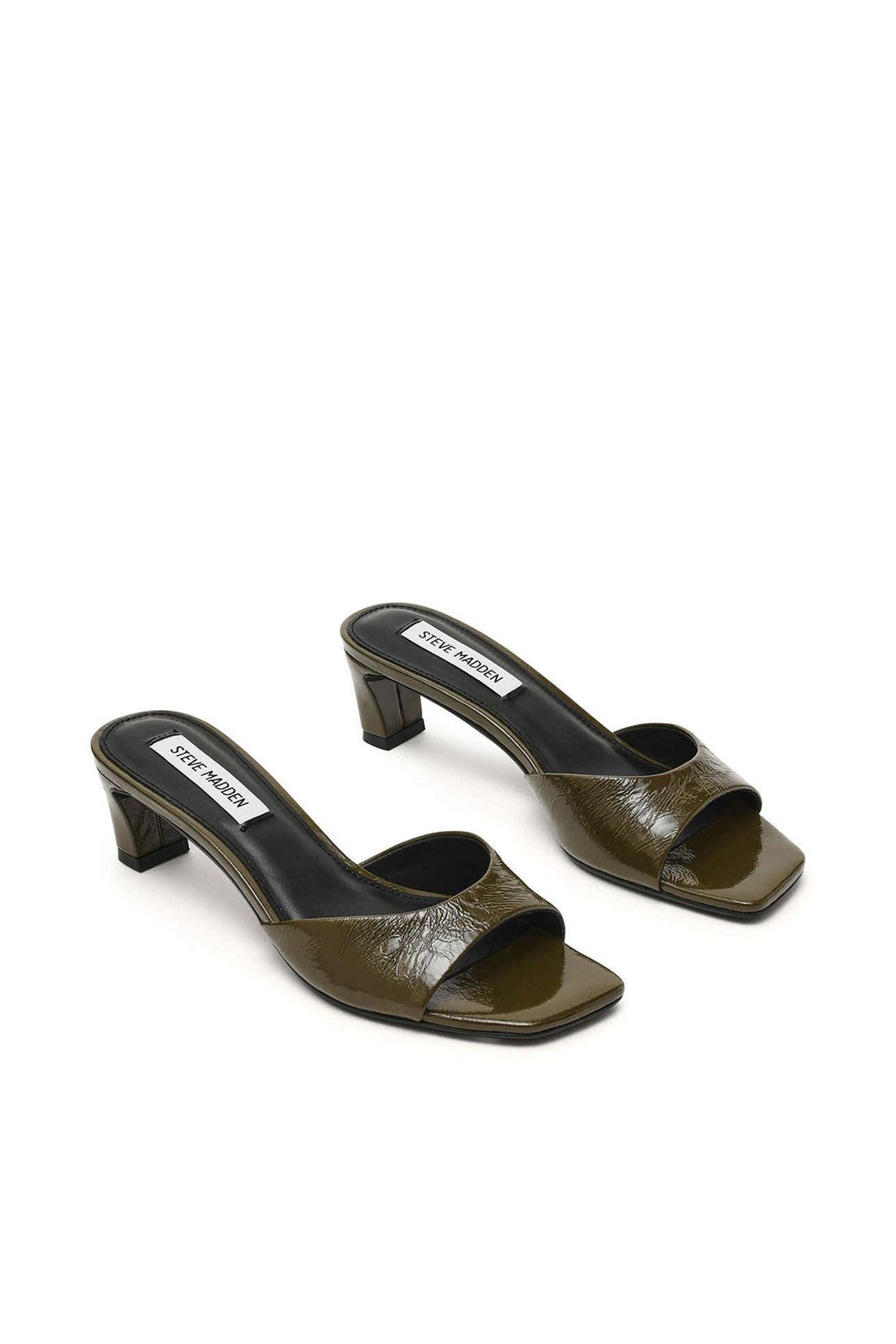 HINTS MULES DK OLIVE CRINKLE LEATHER 2