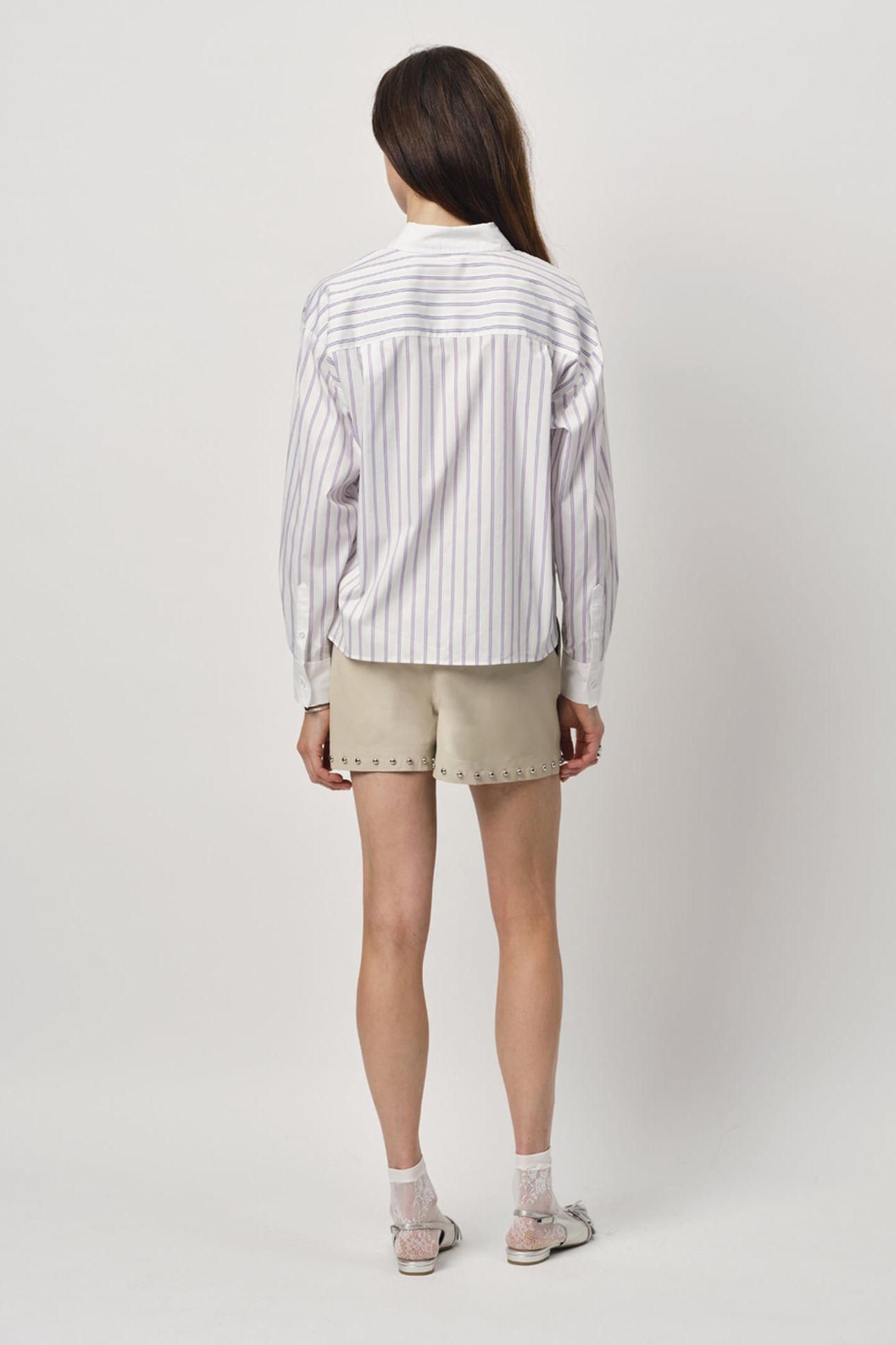 BARIQUE CROPPED STRIPE SHIRT ARCTIC LILAC 4