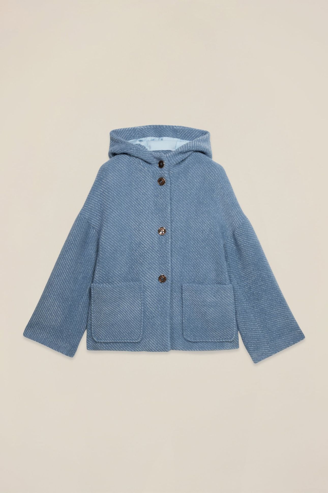 SHORT COAT IN KNITTED FABRIC LIGHT BLUE 6