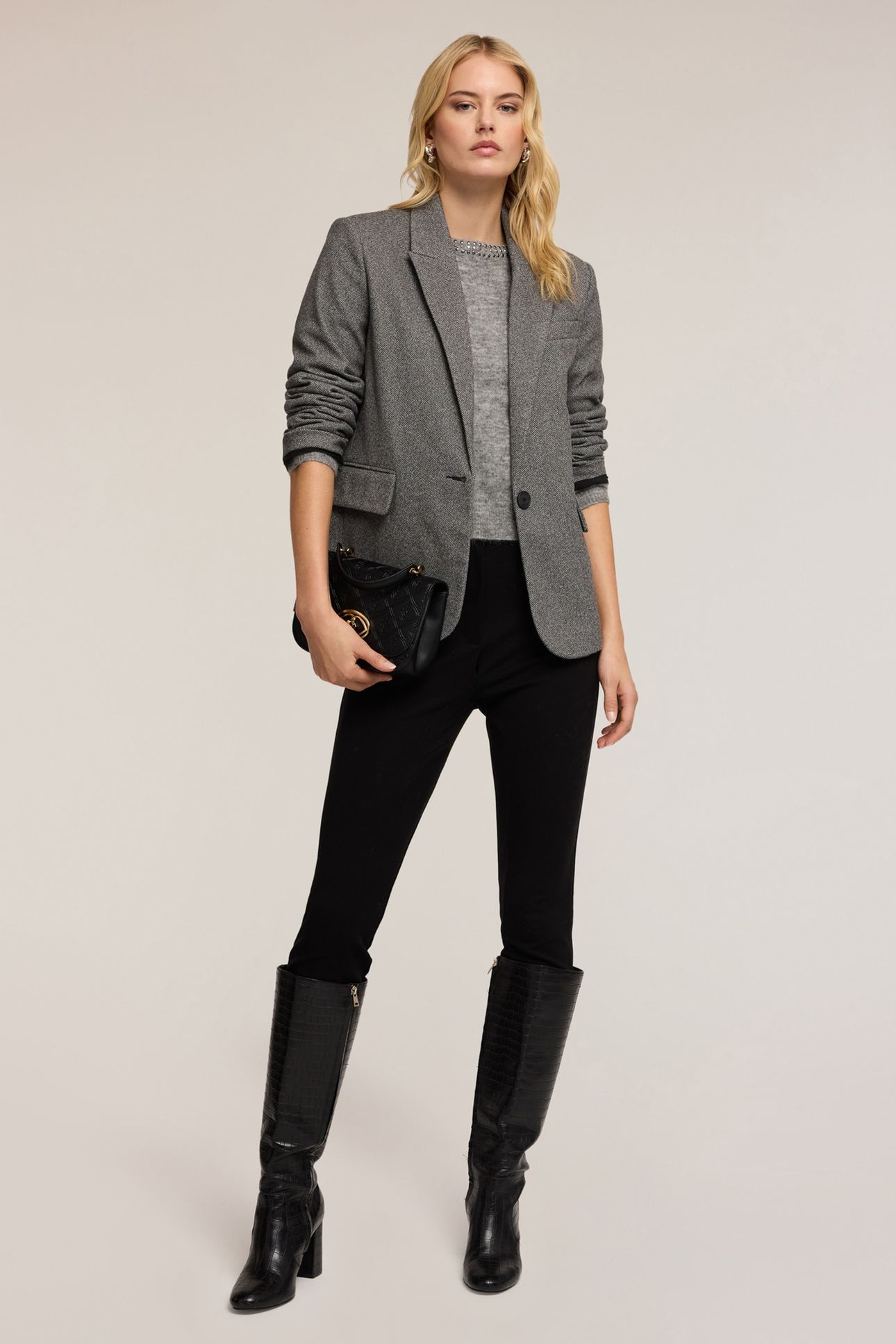 YARN-DYED STRUCTURED BLAZER GREY 2