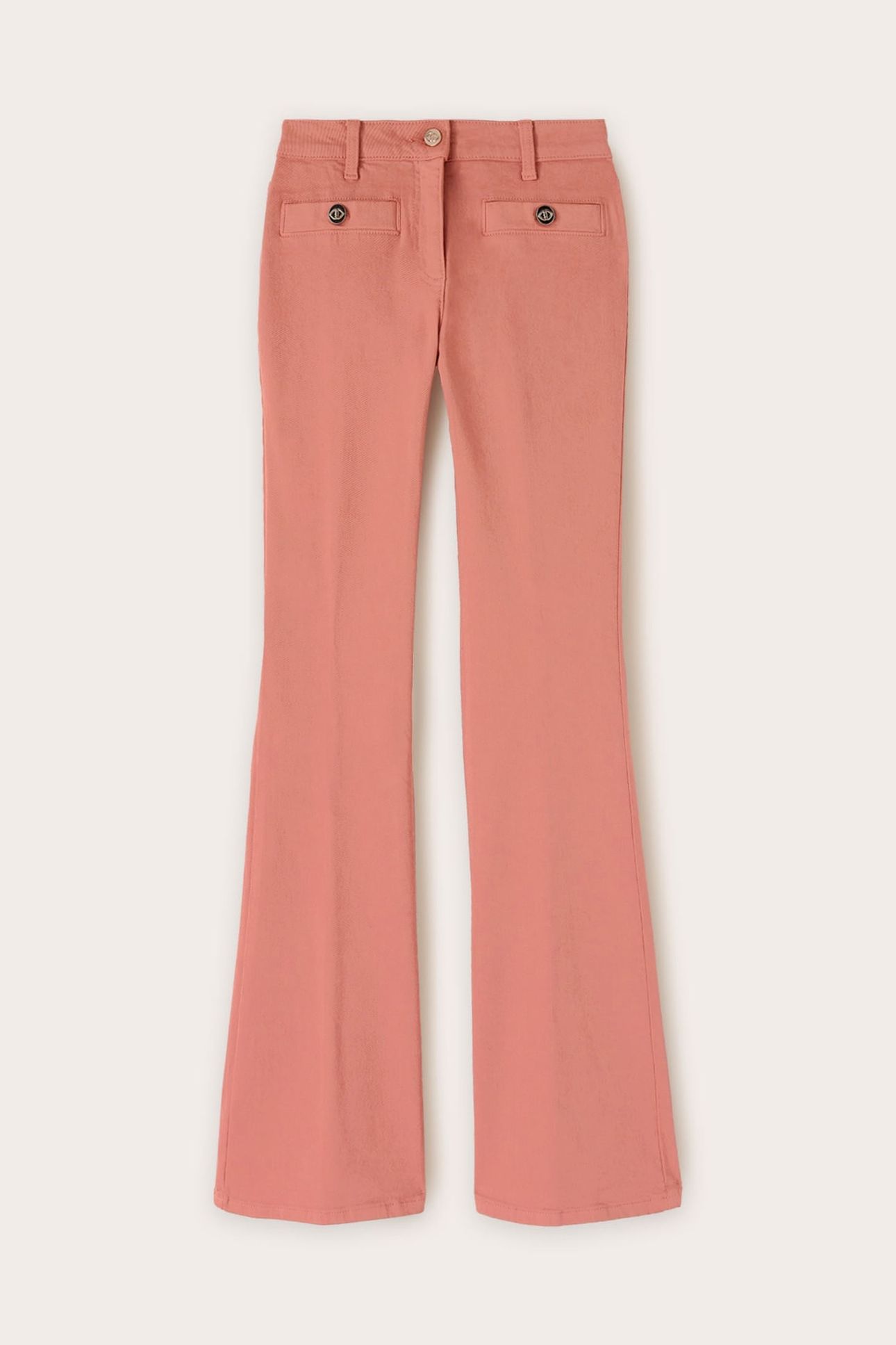 COTTON DRILL FLARE PANTS POWDER PINK 4