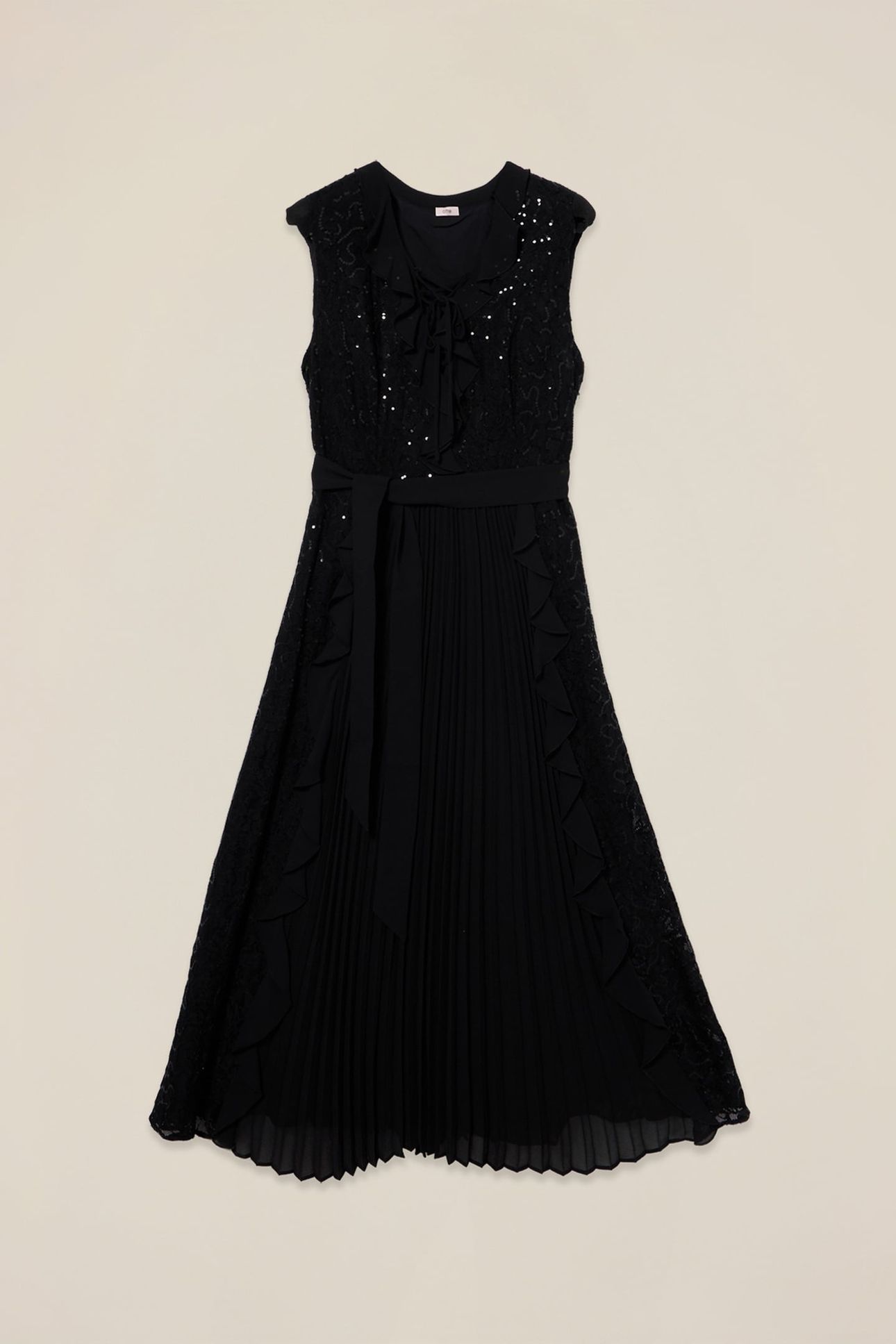 MIDI DRESS WITH RUFFLES AND SEQUINS BLACK 4