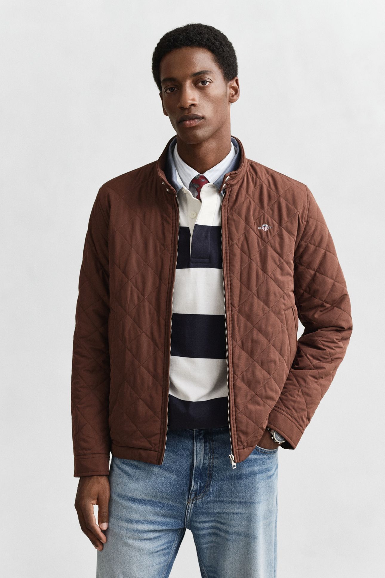 QUILTED WINDCHEATER MAHOGANY BROWN 1