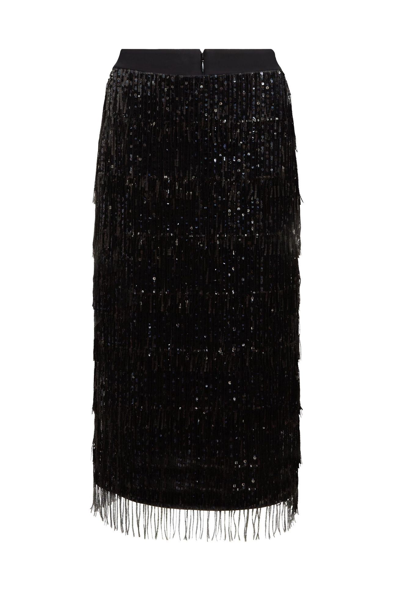 SEQUINS FRINGE SKIRT BLACK 5
