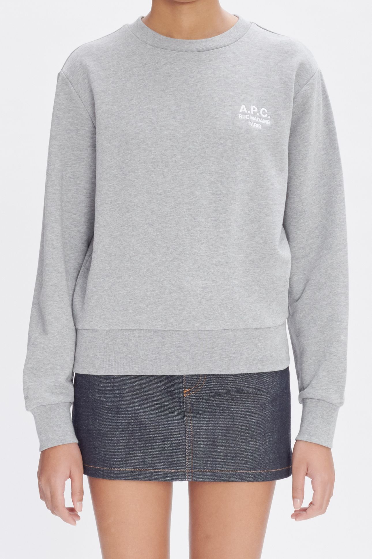 SWEATSHIRT BOXY RUE MADAME HEATHERED GREY/WHITE 1