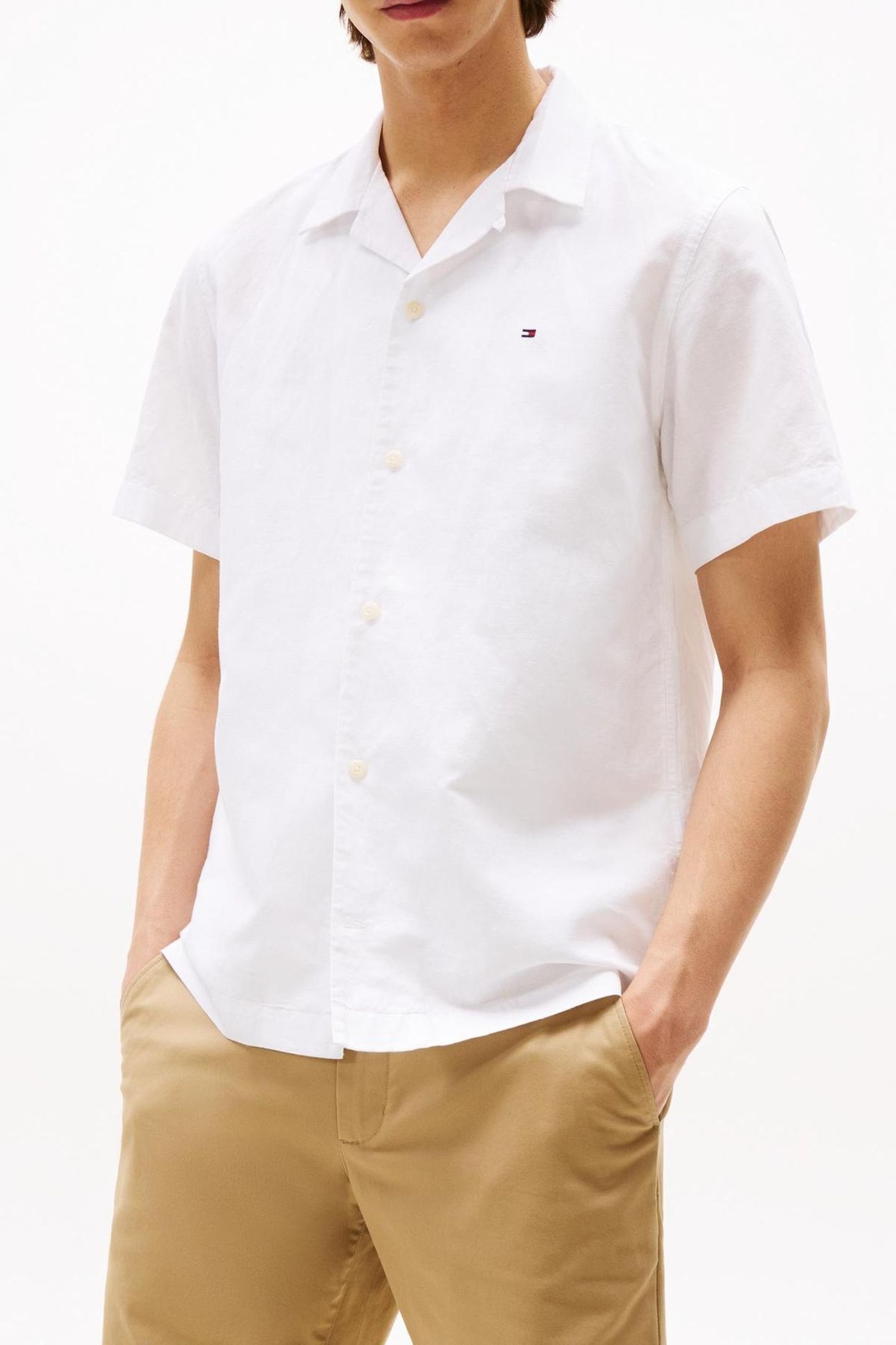 LINEN BLEND SOLID SHIRT WHITE 2