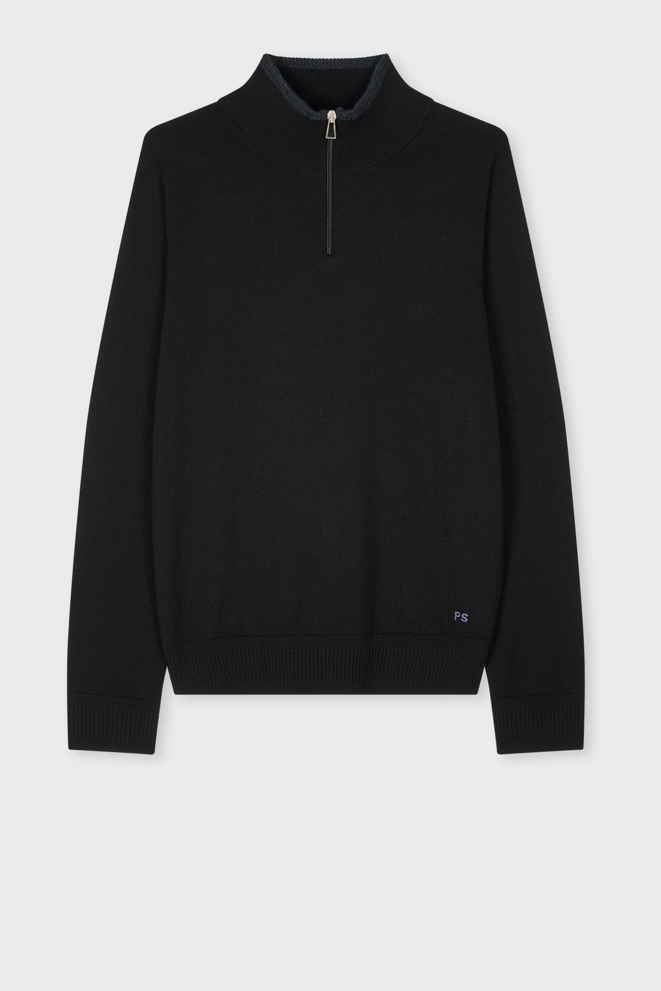 MENS SWEATER ZIP NECK BLACK 4