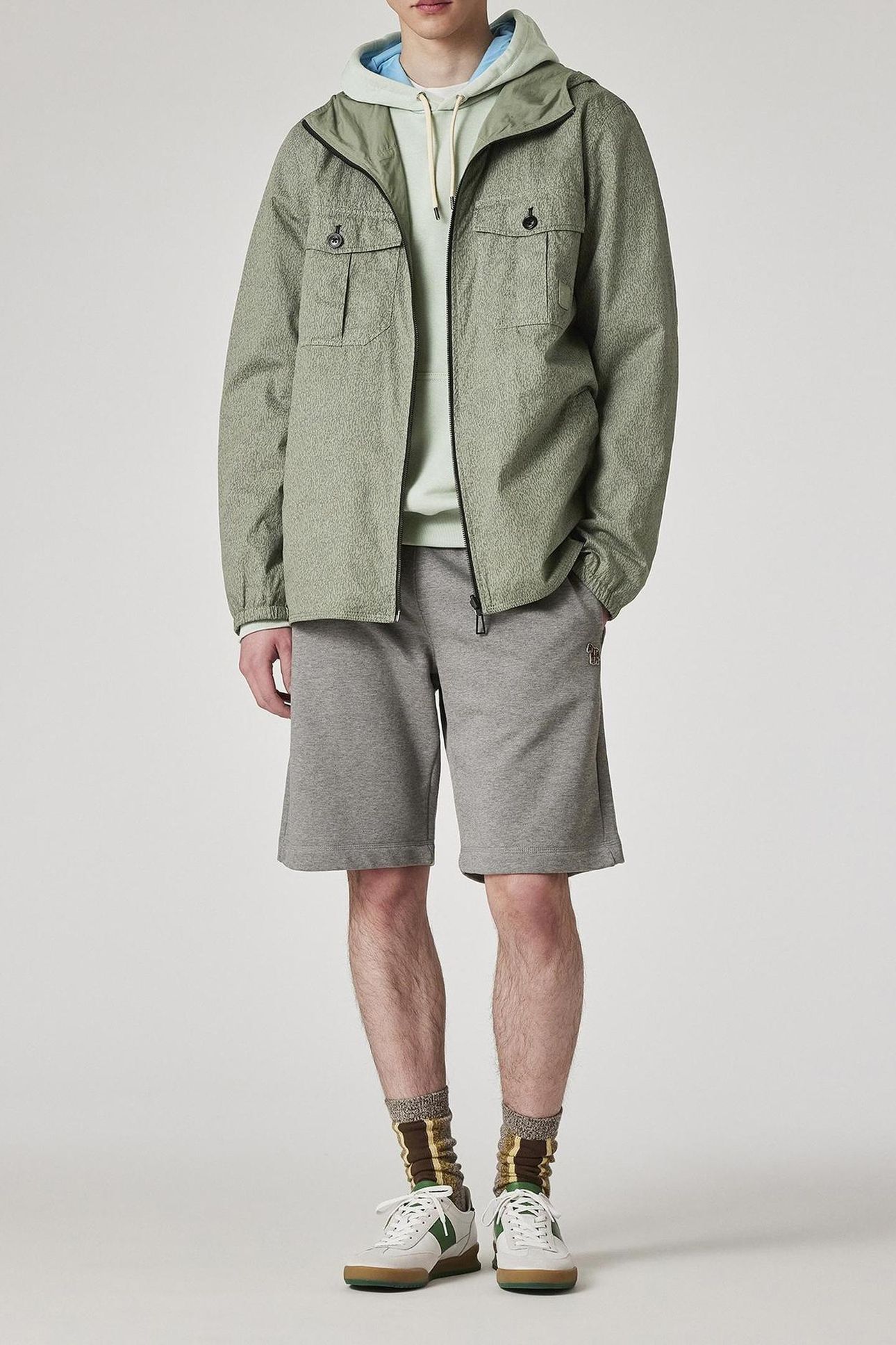 MENS REVERSIBLE HOODED JACKET LT GREYISH GREEN 1