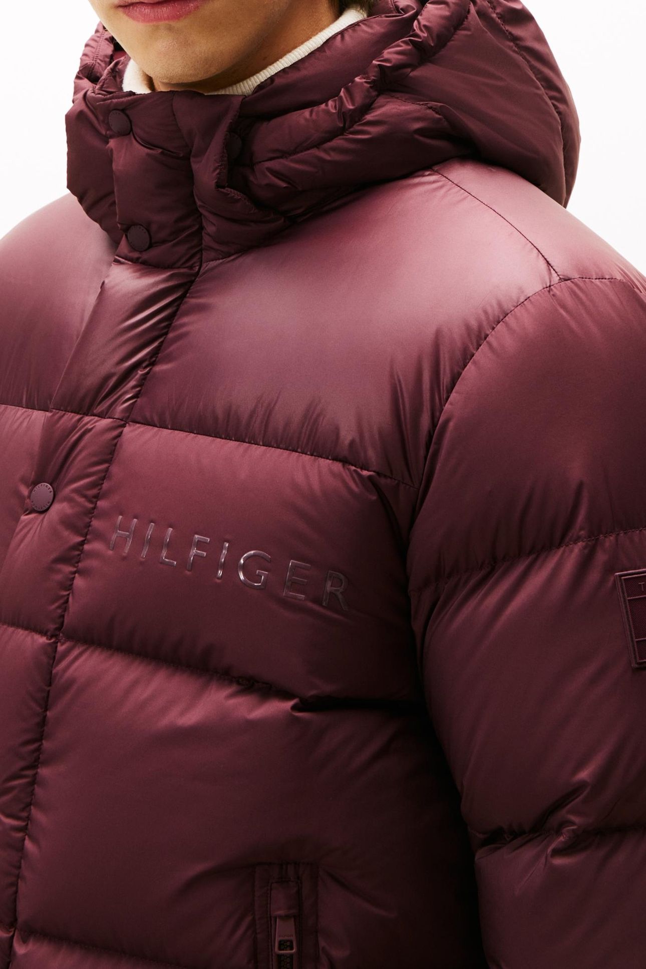 MIX DOWN HOODED PUFFER DEEP BURGUNDY 5